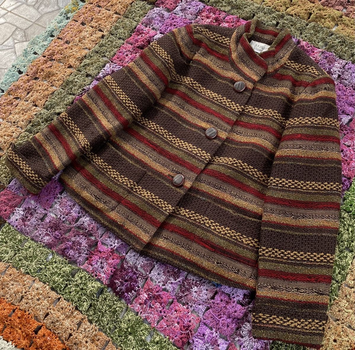 Japanese Brand Vintage Vero Striped Shirts Button Up Knit Cardigan Size M / US 6-8 / IT 42-44 - 2 Thumbnail