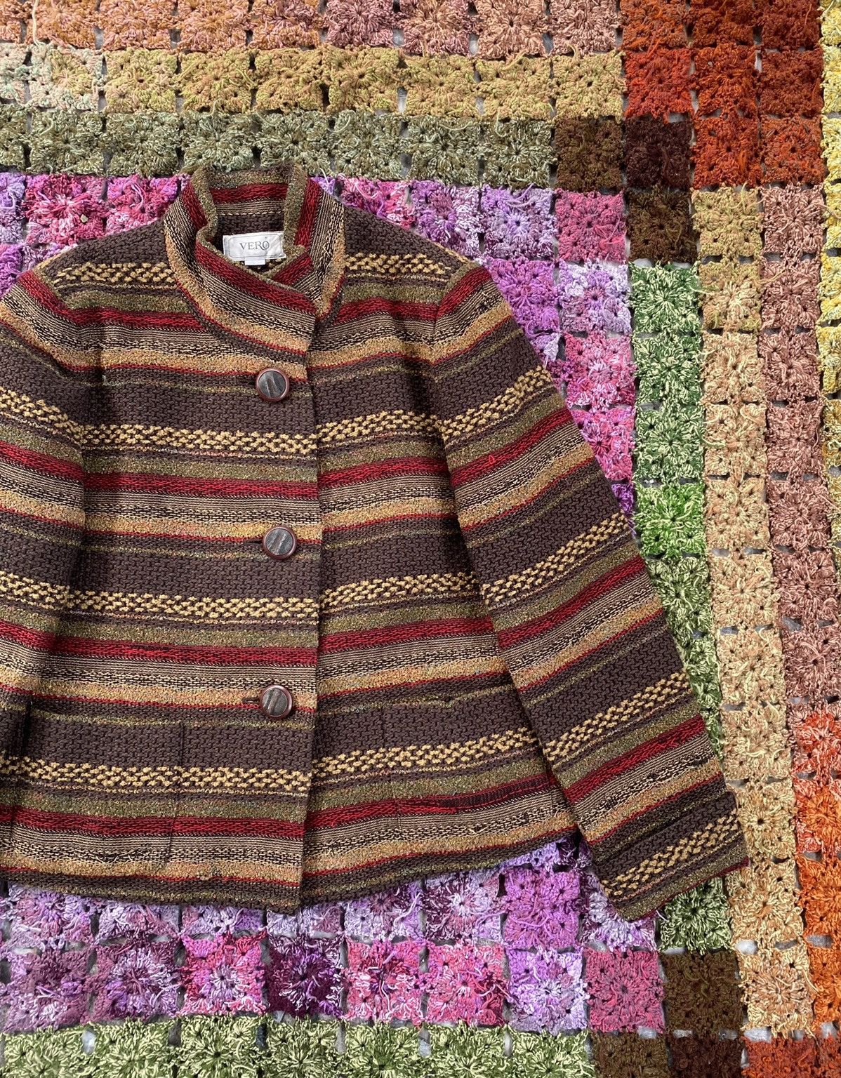 Japanese Brand Vintage Vero Striped Shirts Button Up Knit Cardigan Size M / US 6-8 / IT 42-44 - 3 Thumbnail