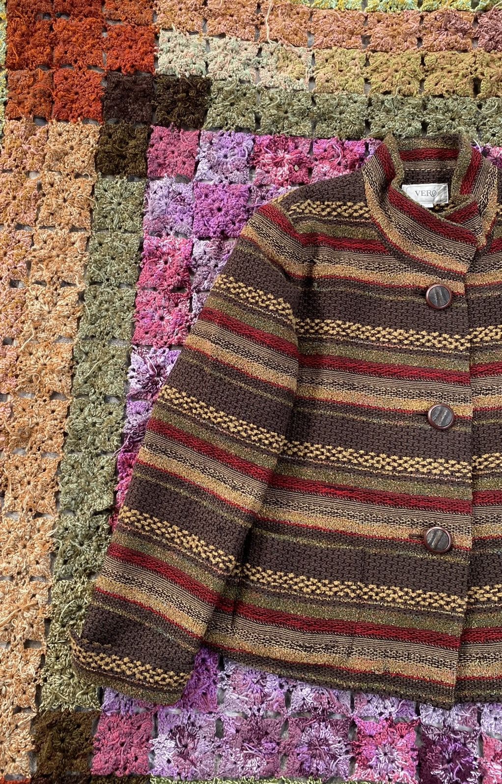 Japanese Brand Vintage Vero Striped Shirts Button Up Knit Cardigan Size M / US 6-8 / IT 42-44 - 4 Thumbnail