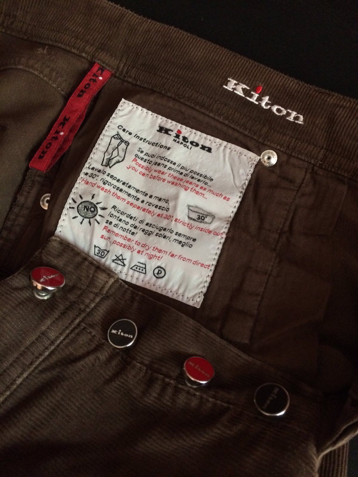 Kiton Kiton Brown Corduroy Trousers Size US 35 - 7 Thumbnail
