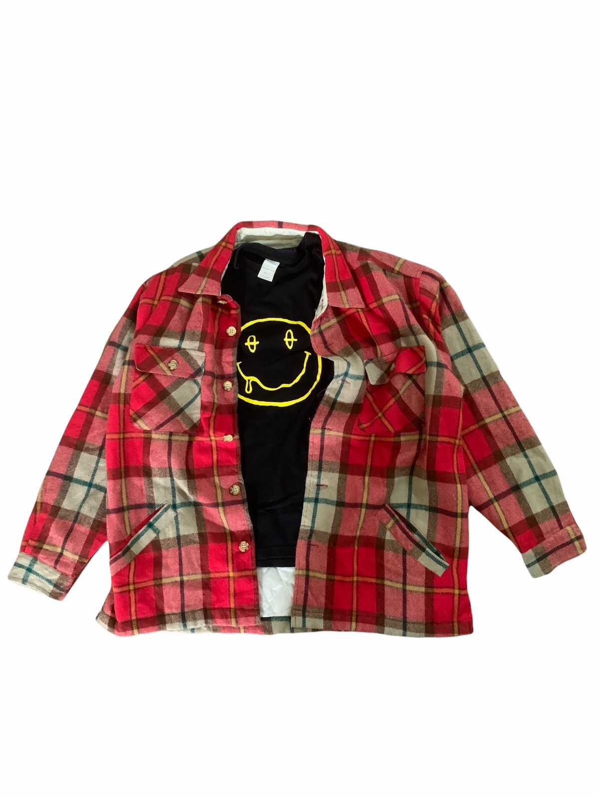 🔥Yellow Tabby Checkered Plaid Jacket Kurt Cobain Style