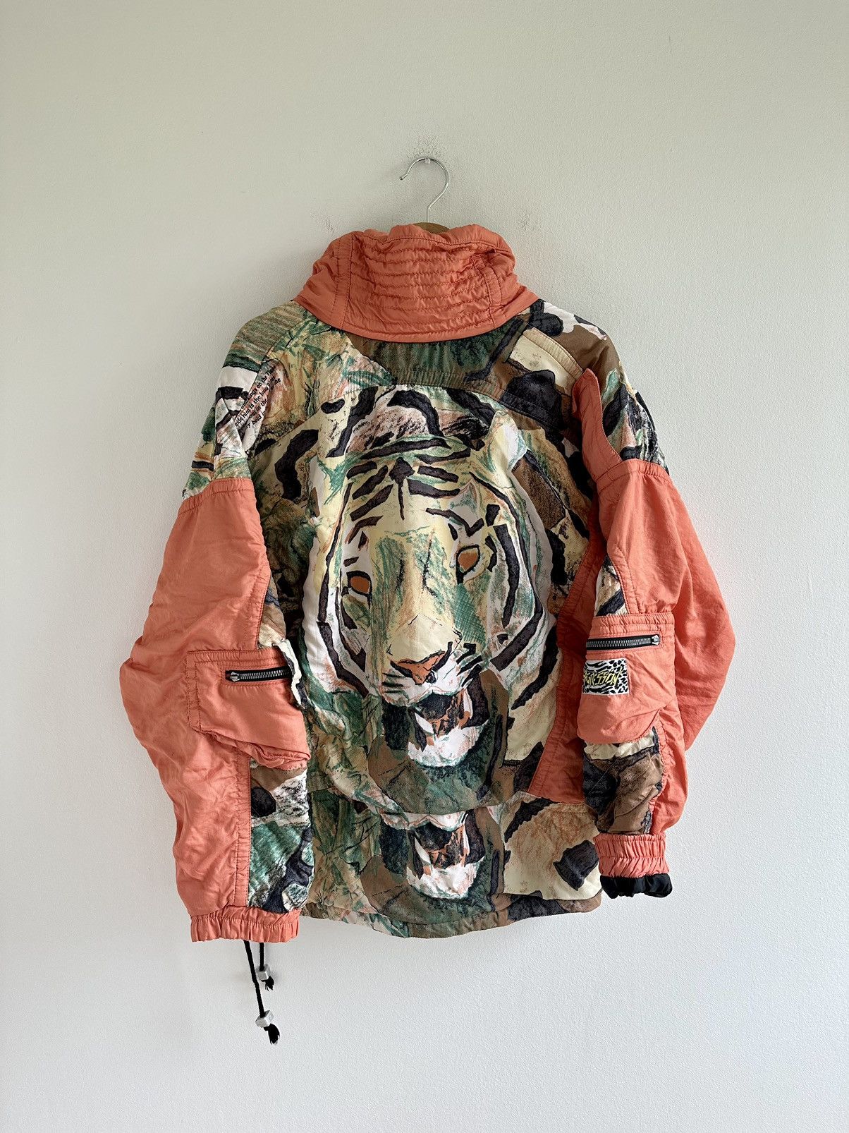 Vintage Vintage 90s Tiger Print Bomber Jacket Anorak Rare Riri Size US XL / EU 56 / 4 - 1 Thumbnail