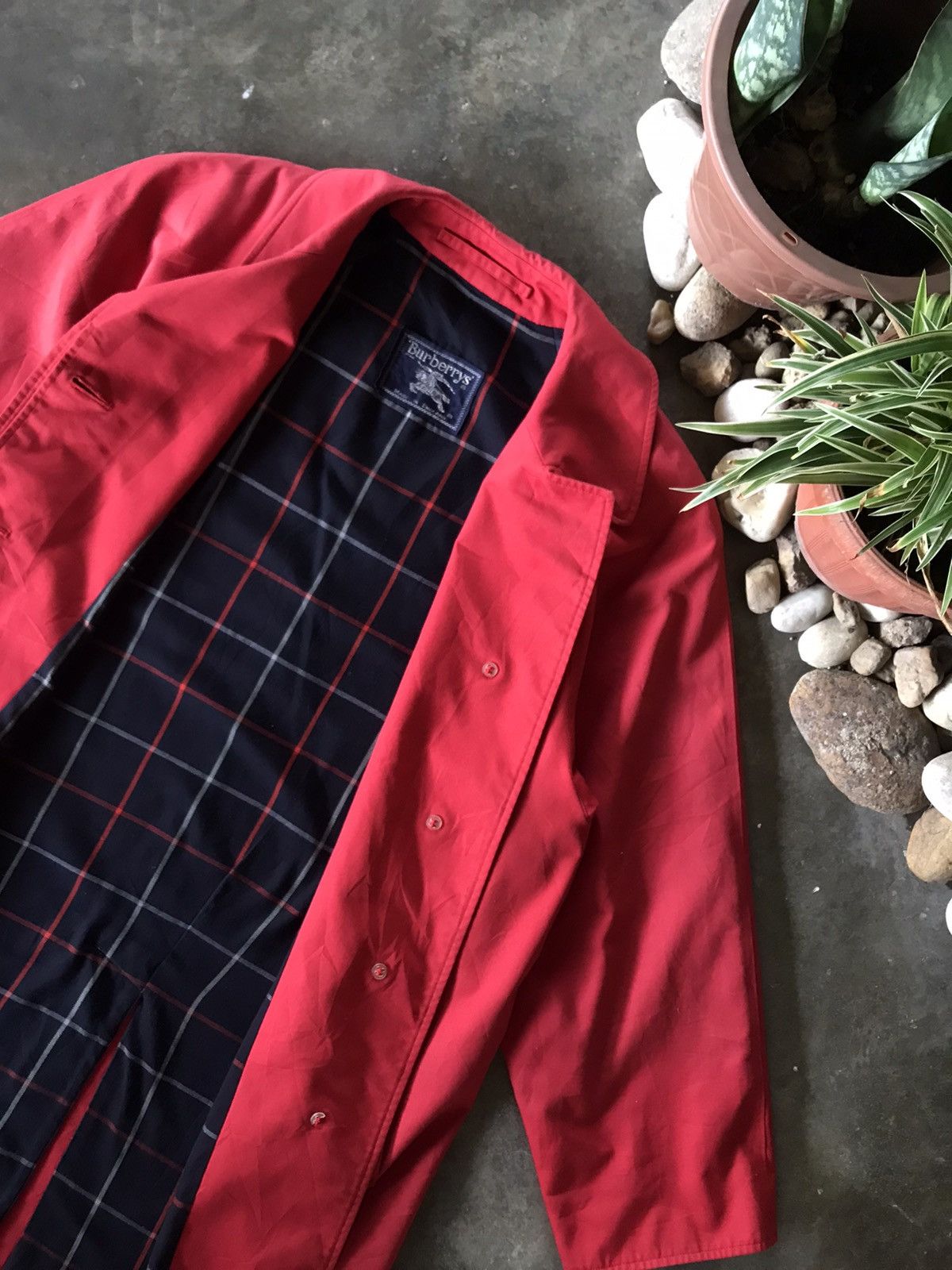 image of Vintage Burberry’S Prorsum Red Trench Coat, Men's (Size Medium)