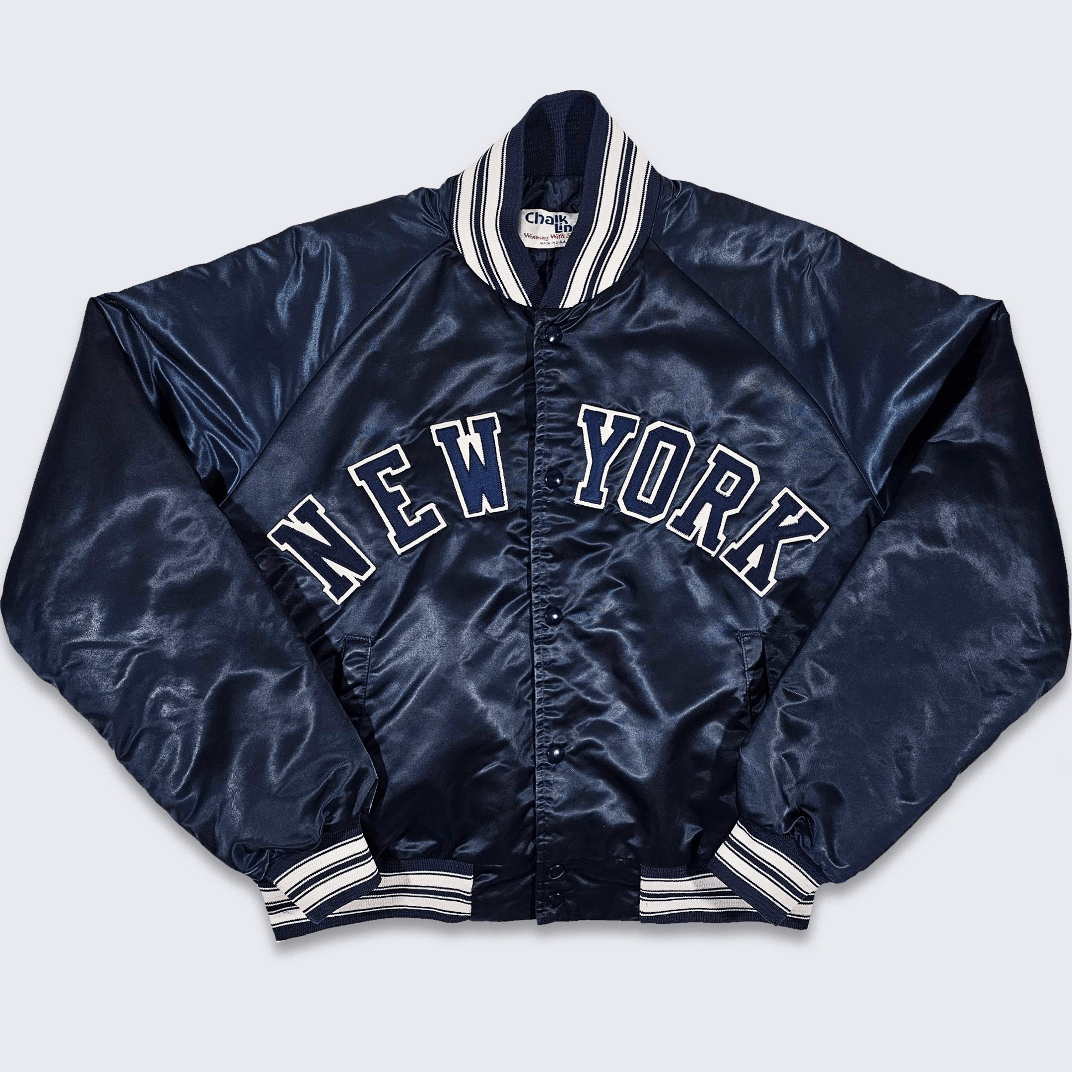 New York Yankees Vintage 80s Chalk Line Satin Bomber Jacket 