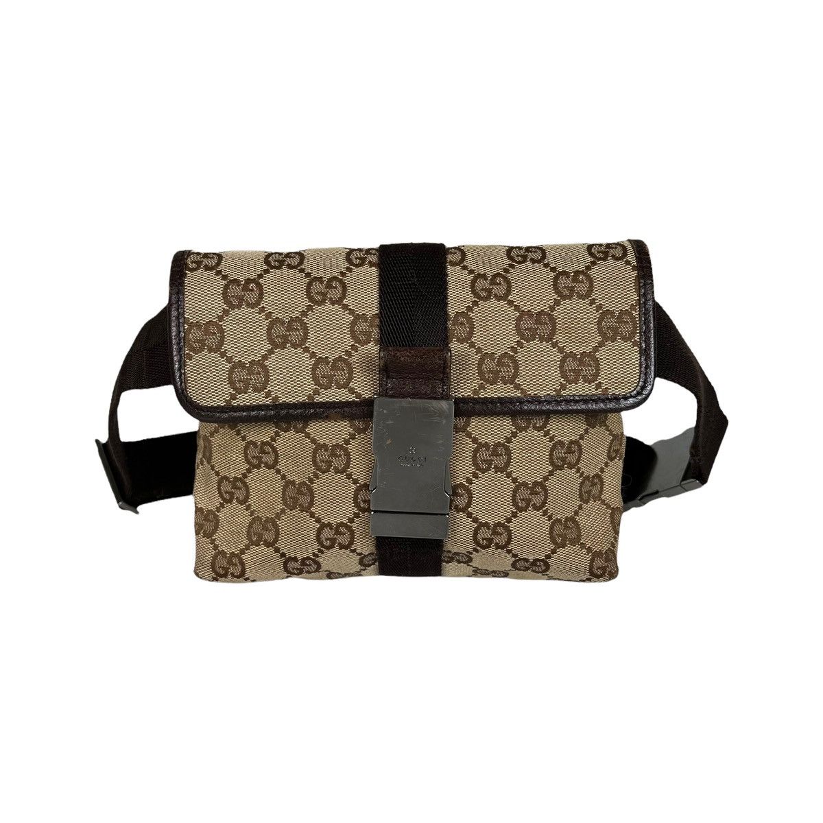 image of Gucci Monogram Crossbody Belt Waist Bag in Tan, Men's