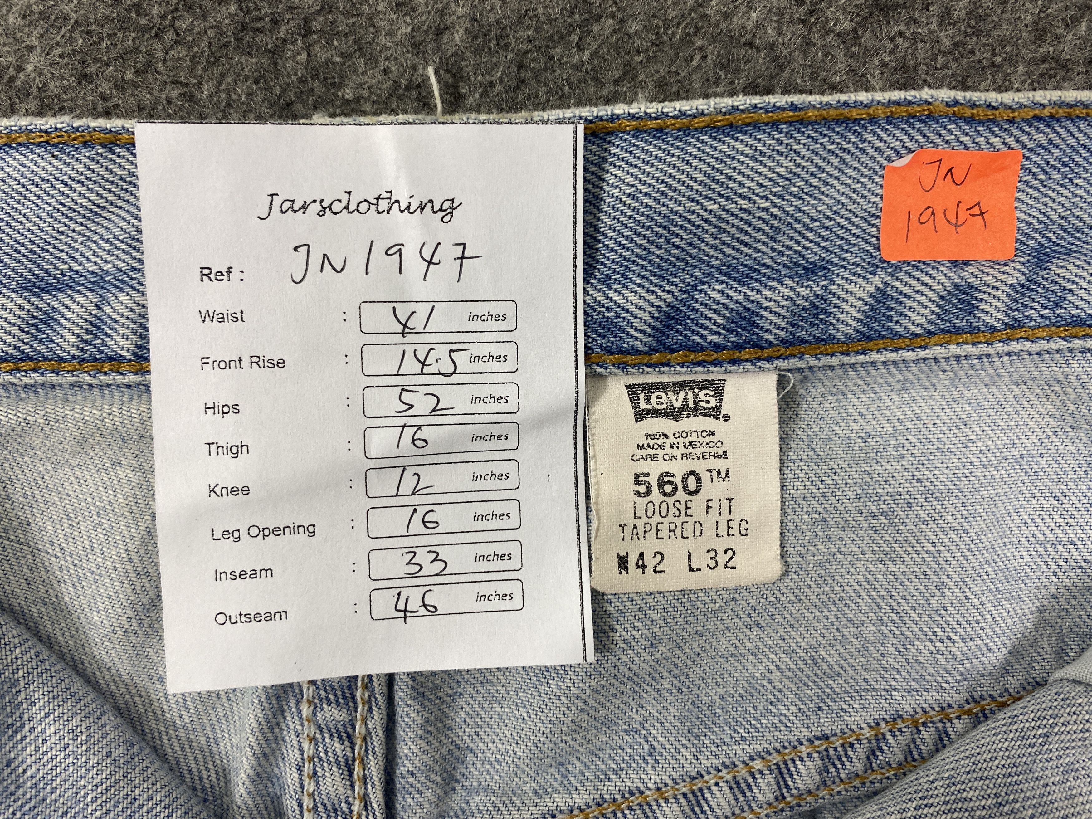 Levi's Light Blue Wash Vintage Levi's 560 41x33 Denim -JN1947 Size US 41 - 8 Thumbnail