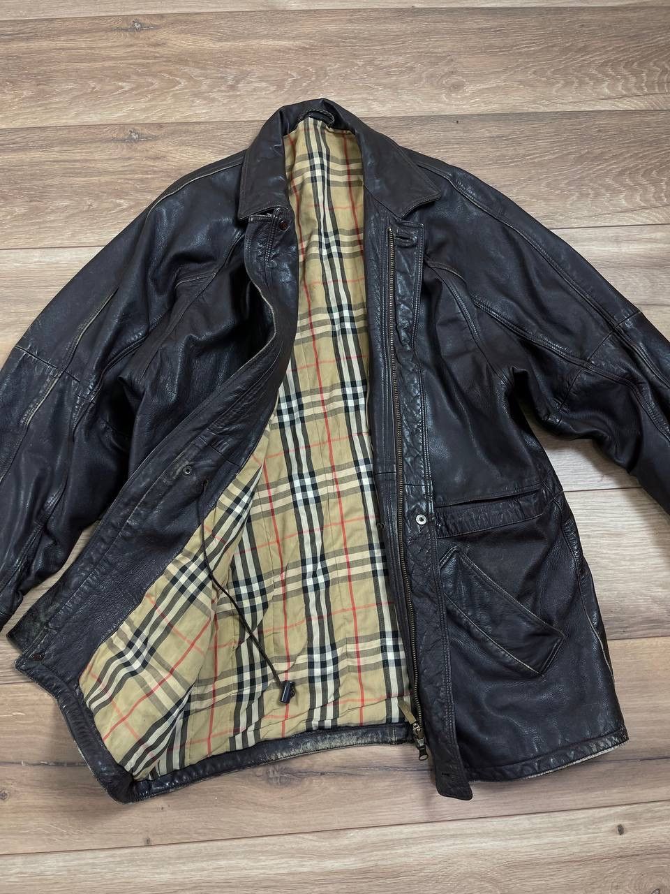 Burberry vintage leather trench jacket