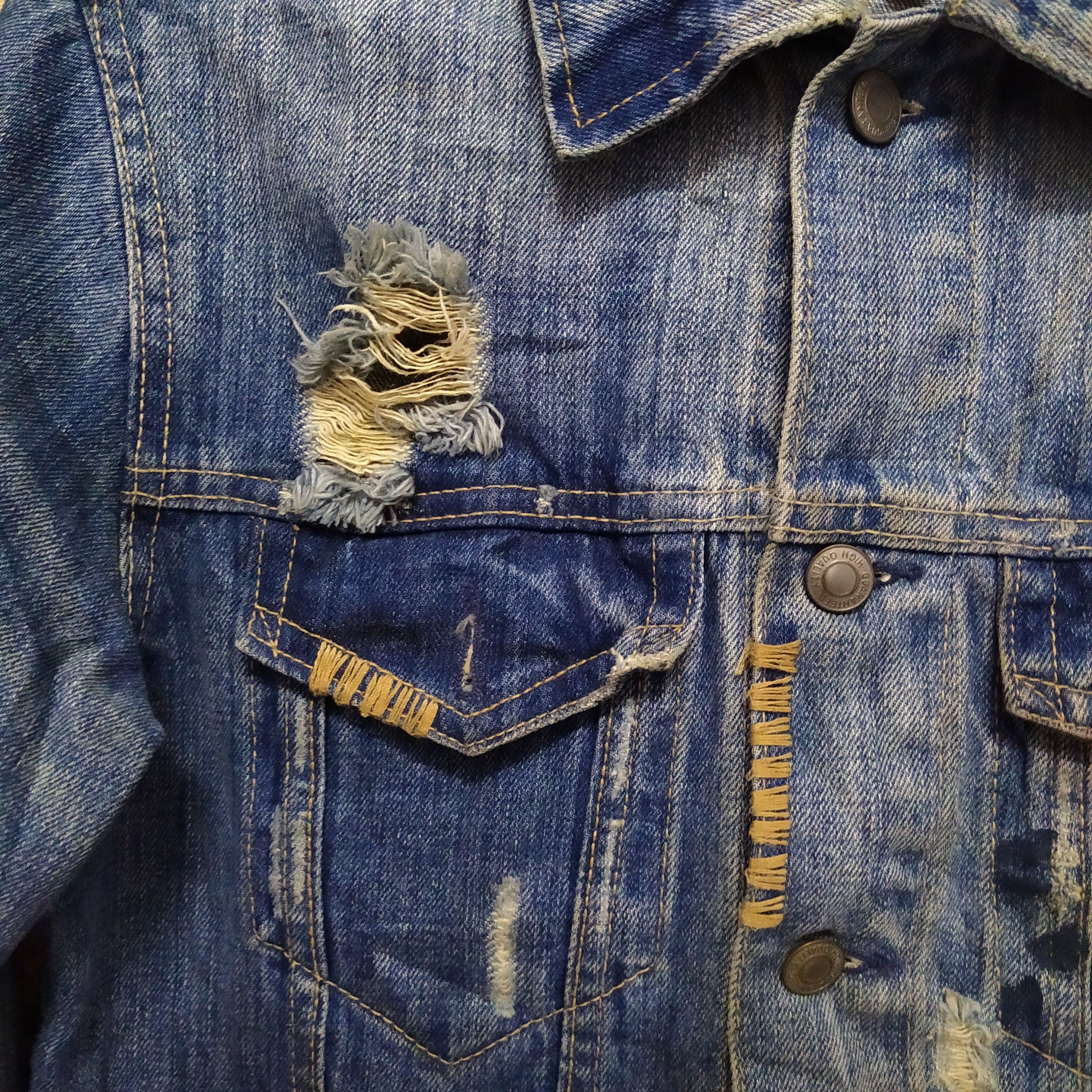 Japanese Brand THREE STONES THROW DISTRESSED BORO DENIM jacket (D374) Size US L / EU 52-54 / 3 - 6 Thumbnail