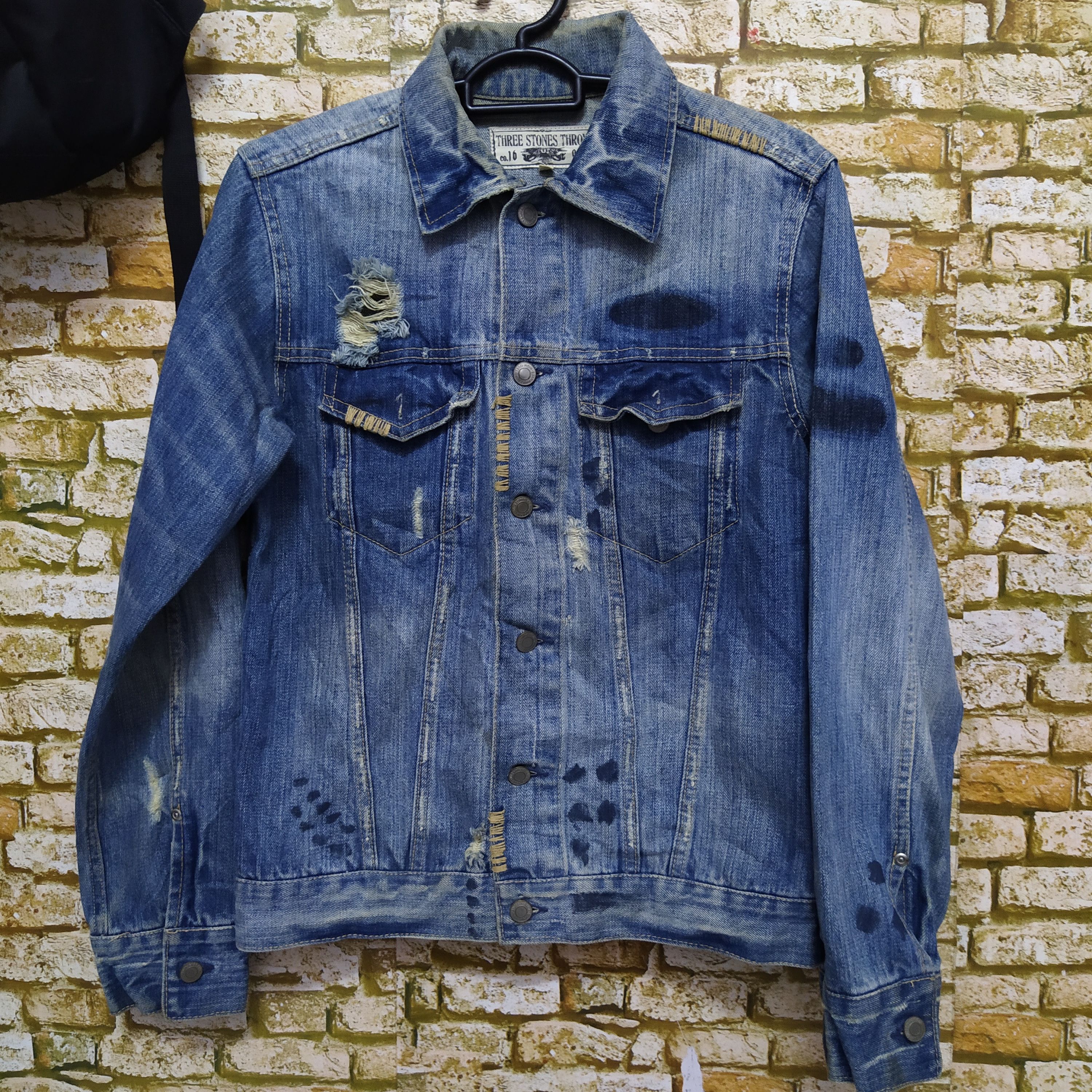 Japanese Brand THREE STONES THROW DISTRESSED BORO DENIM jacket (D374) Size US L / EU 52-54 / 3 - 1 Thumbnail