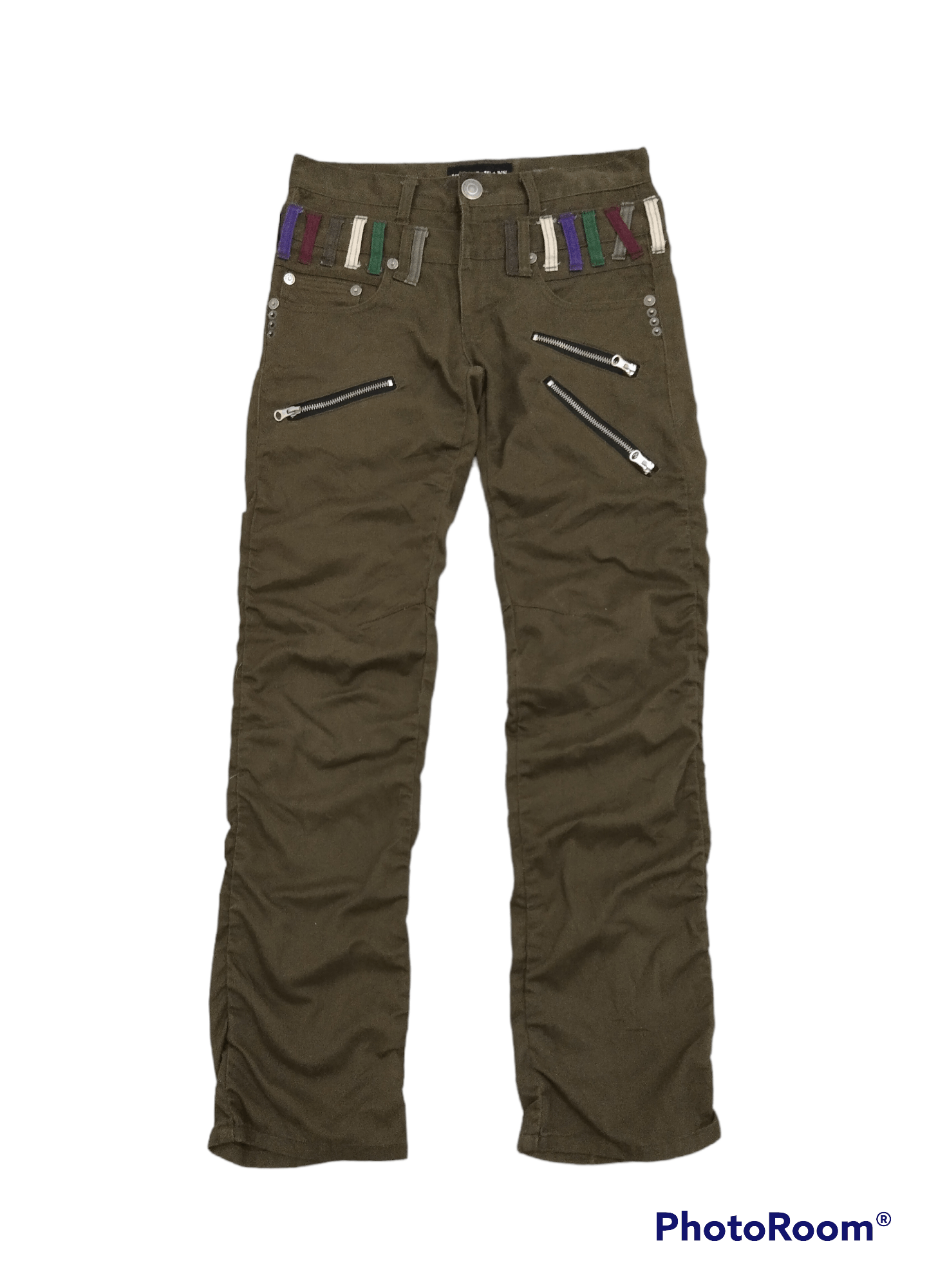 image of Hype x Seditionaries Tokyo Fashion Nylaus Double Waist Zipper Pants in Dark Green, Men's (Size 30)