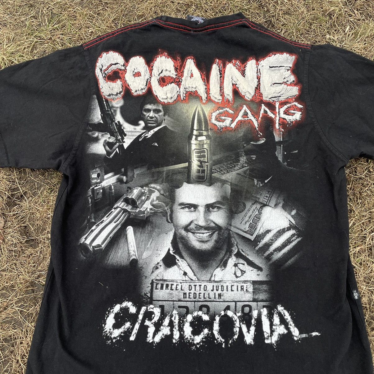 Vintage Vintage 90s Cocaine Gang Graphic Tee Black Horror Goth L Size US L / EU 52-54 / 3 - 4 Thumbnail