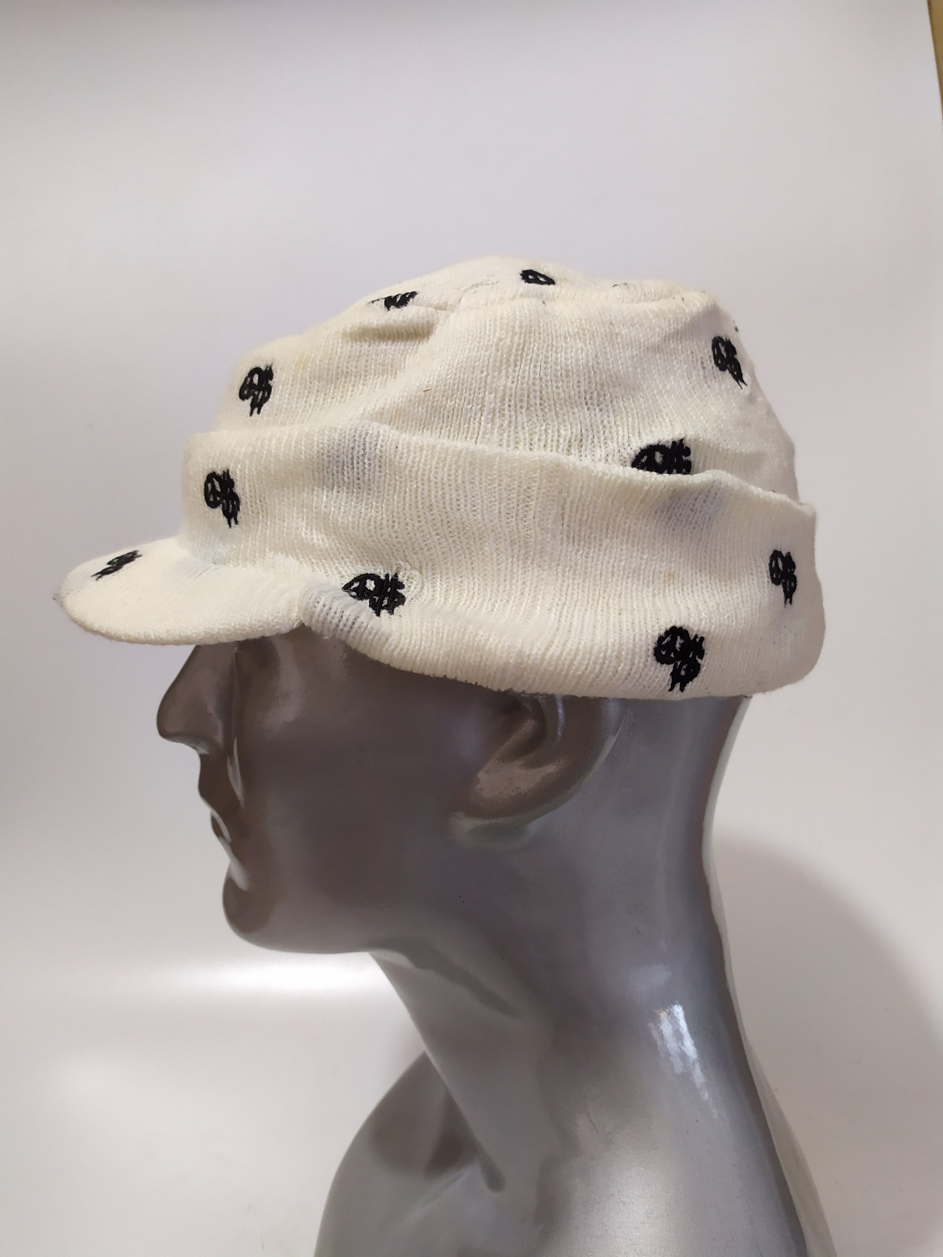 image of Stussy Beanie Full Embroidery $ Design Hats in Cream, Men's