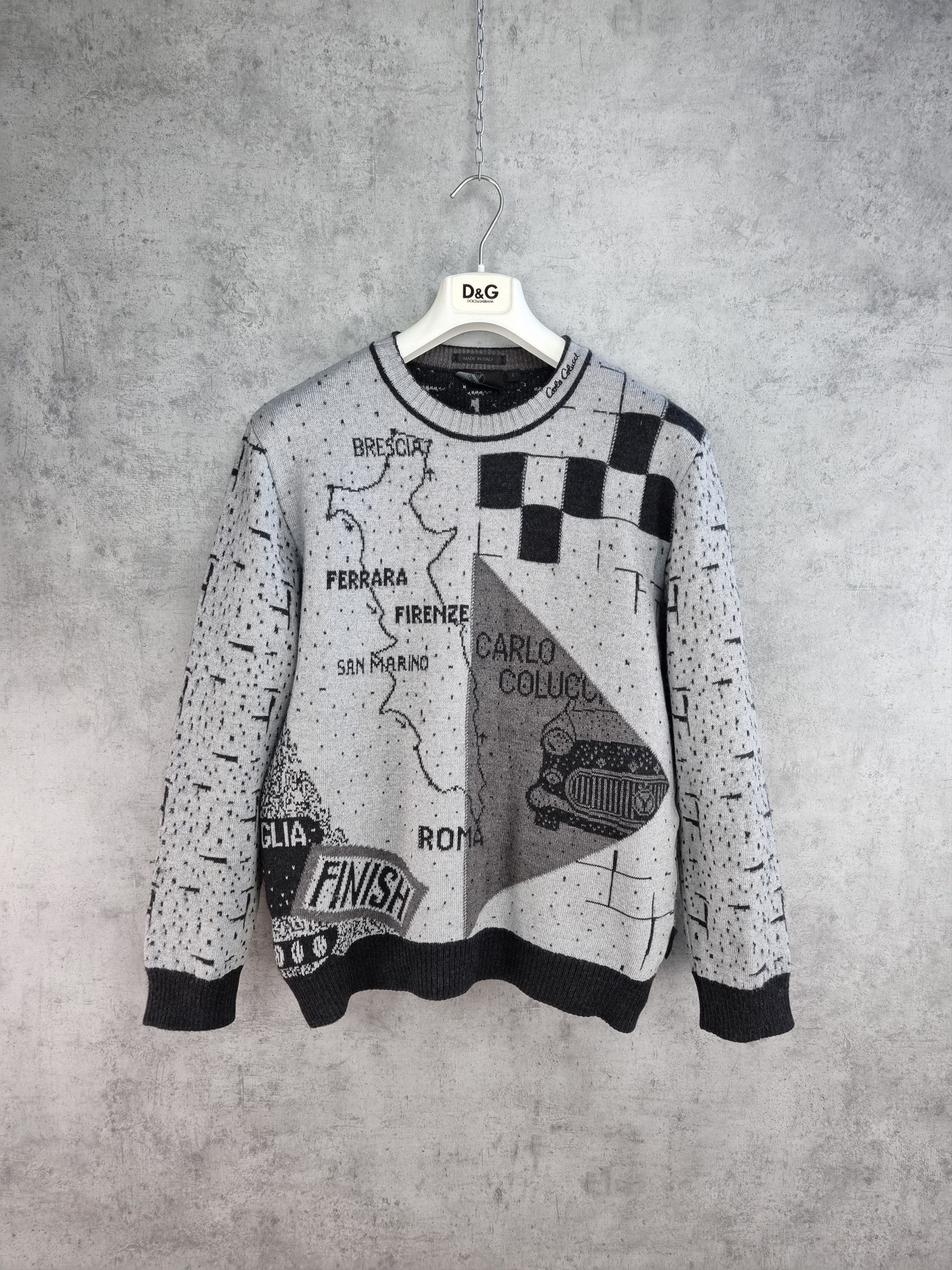 Carlo Colucci 90s Carlo Colucci Rare Knitted Italy Map Sweater Size US S / EU 44-46 / 1 - 2 Thumbnail