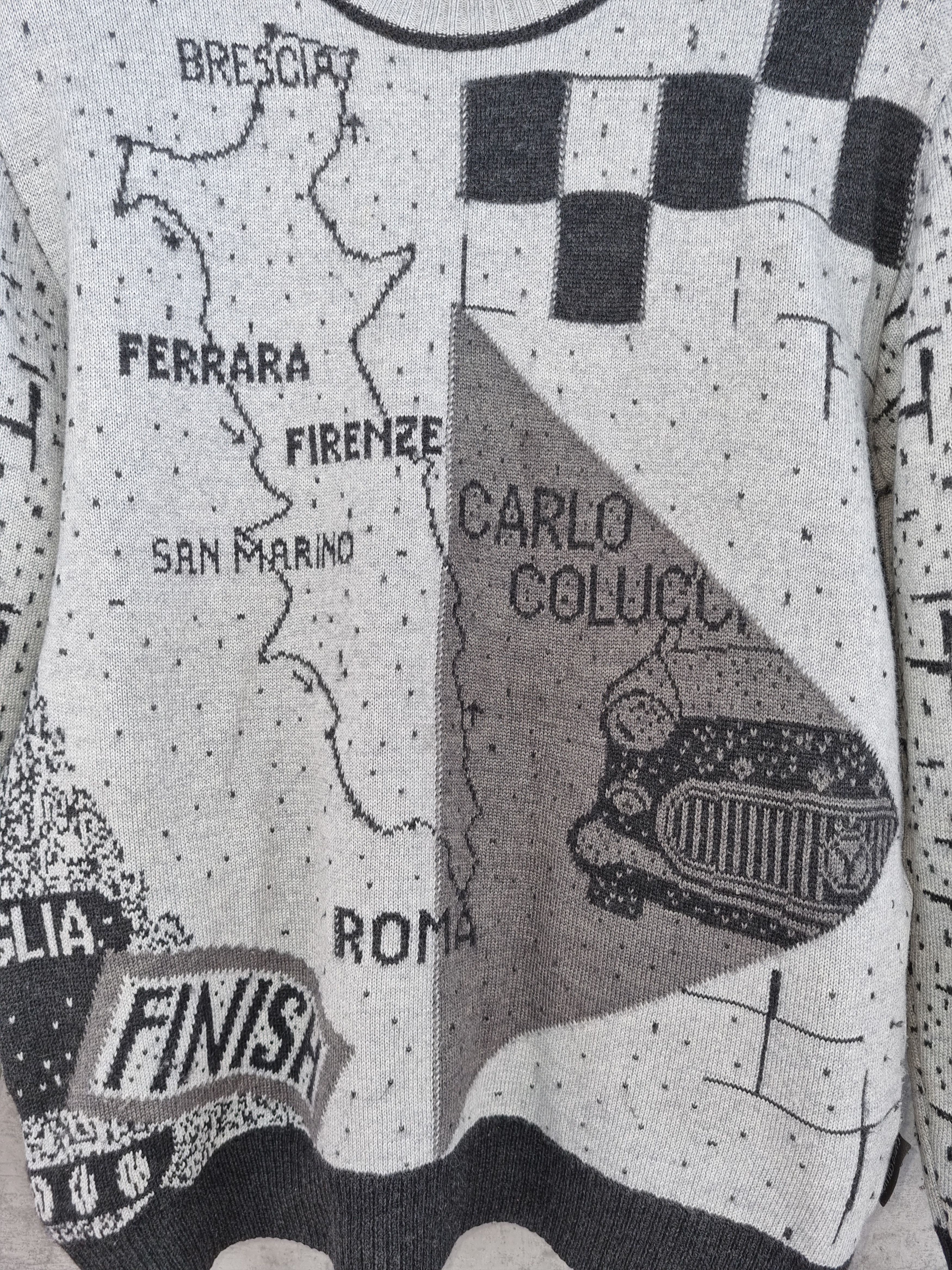Carlo Colucci 90s Carlo Colucci Rare Knitted Italy Map Sweater Size US S / EU 44-46 / 1 - 4 Thumbnail