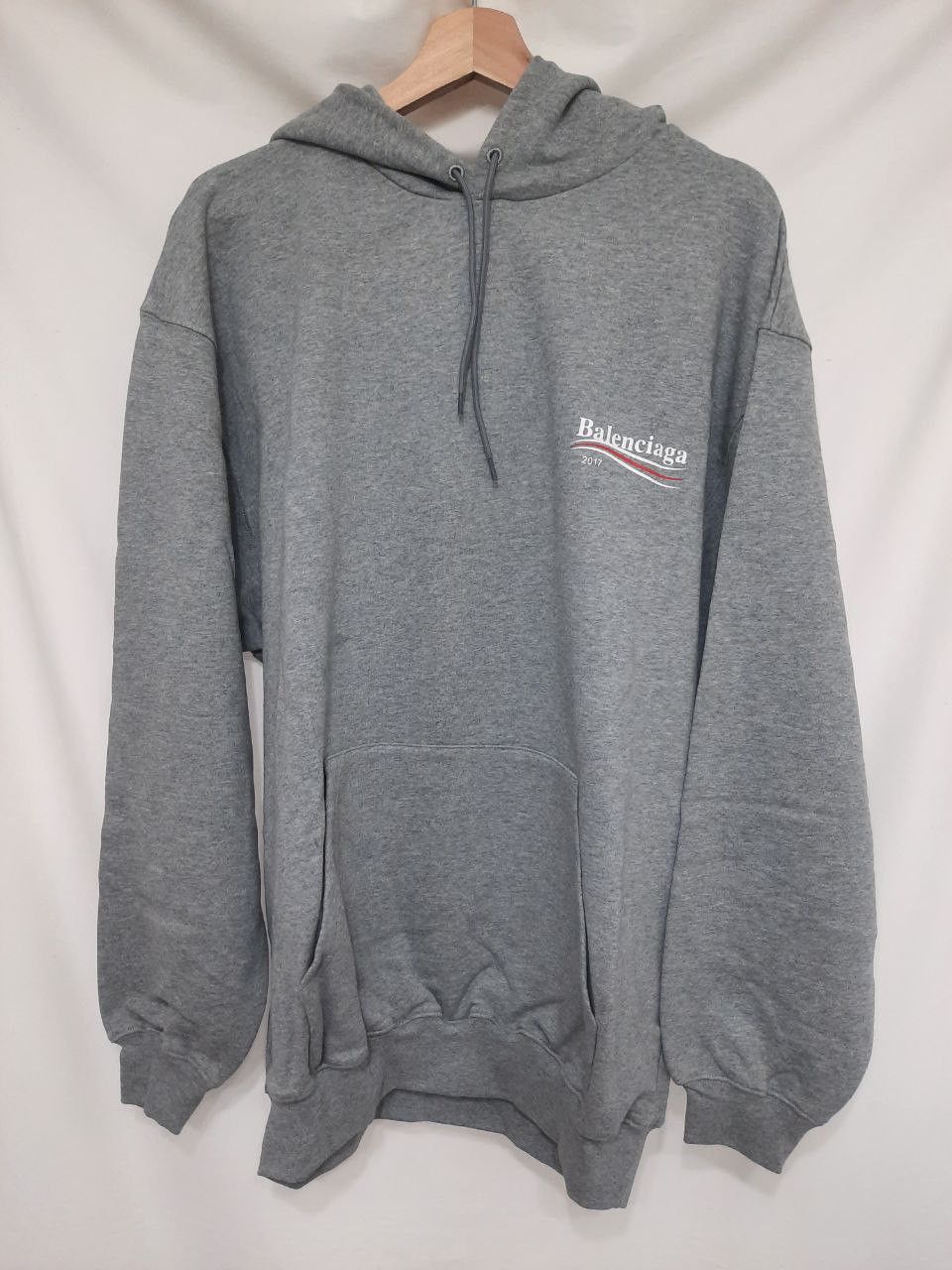 image of Balenciaga Political Campaign Logo Hoodie in Grey, Men's (Size Small)