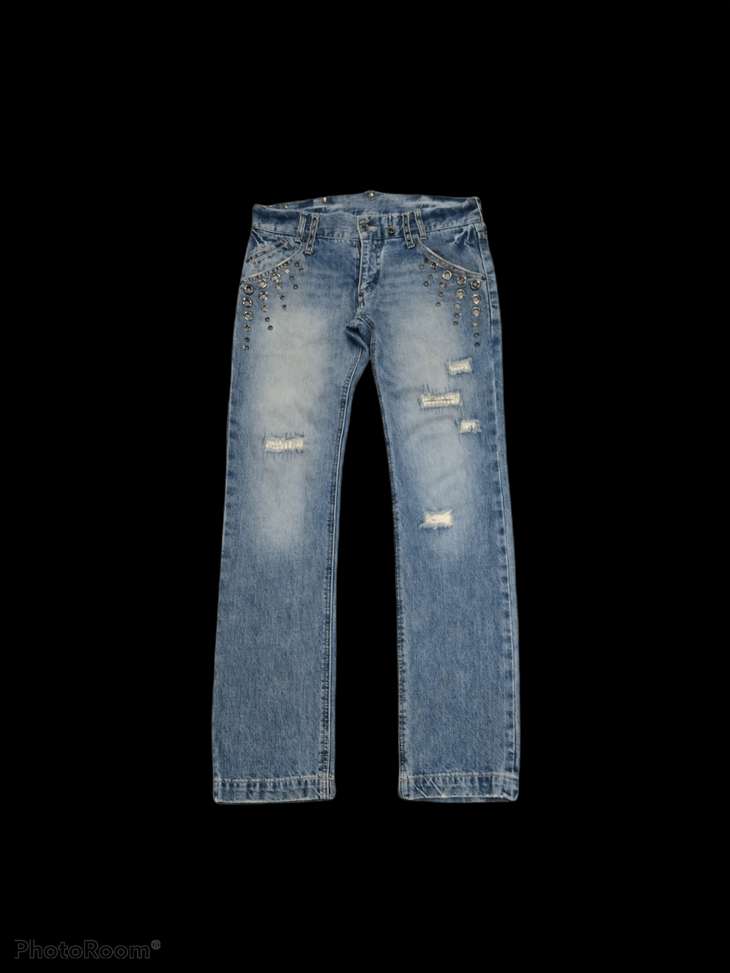 Pre-owned Distressed Denim X Hysteric Glamour Distressed Buffalo Jeans Studded Denim Pants In Blue Distressed