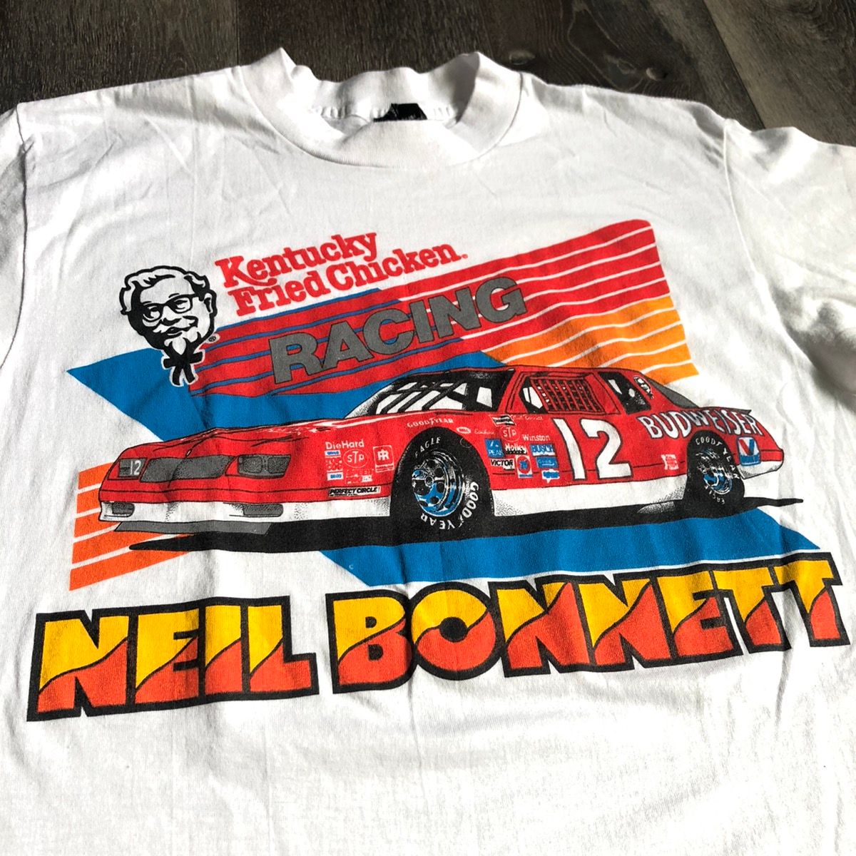 Vintage Vintage 1980s NASCAR Neil Bonnett KFC Racing Graphic T Shirt ...