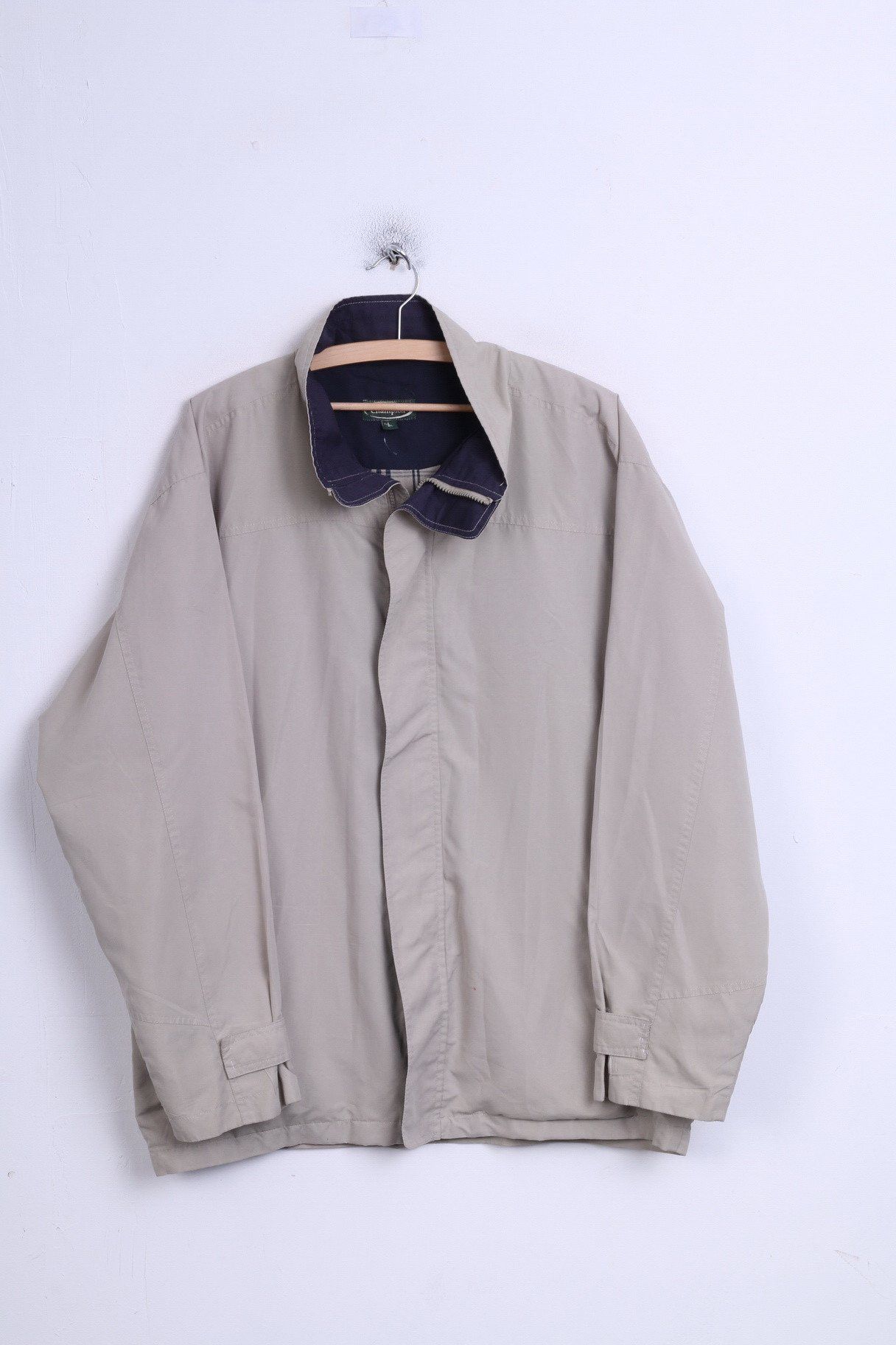 Champion Mens L Track Top Jacket Stand-Up Collar Khaki 0121