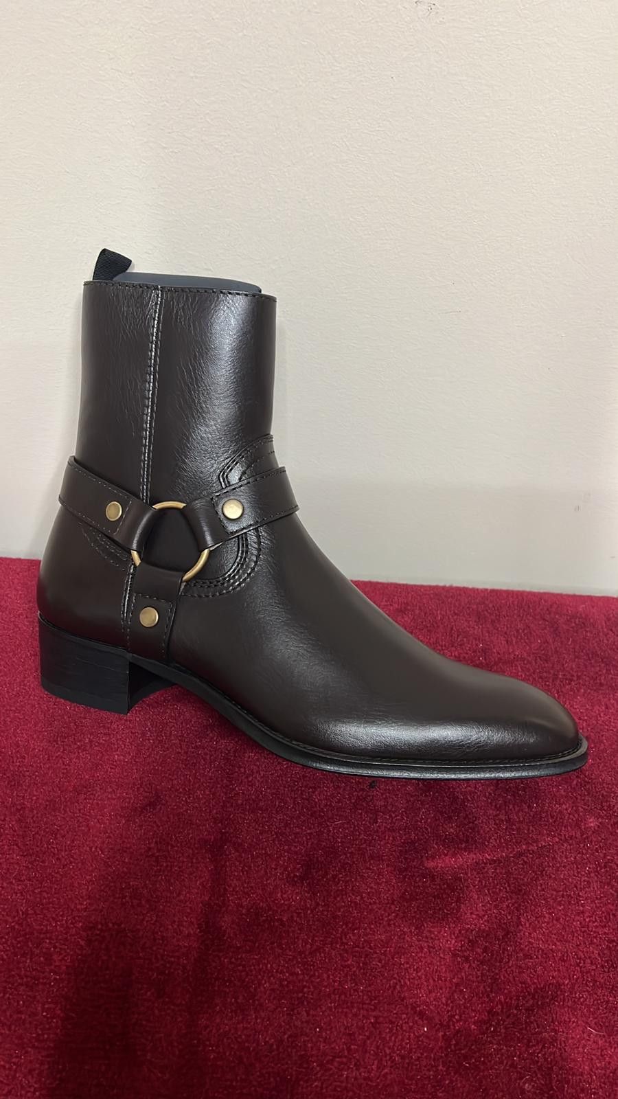 image of Saint Laurent Paris Wyatt Harness Boots In Dark Brown, Men's (Size 10)