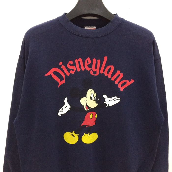80'S DISCUS Mickey Mouse Pluto Character Sweatshirt, Made in USA, Men's Size M (approx.), Vintage polyester navy blue type Vintage Second Hand