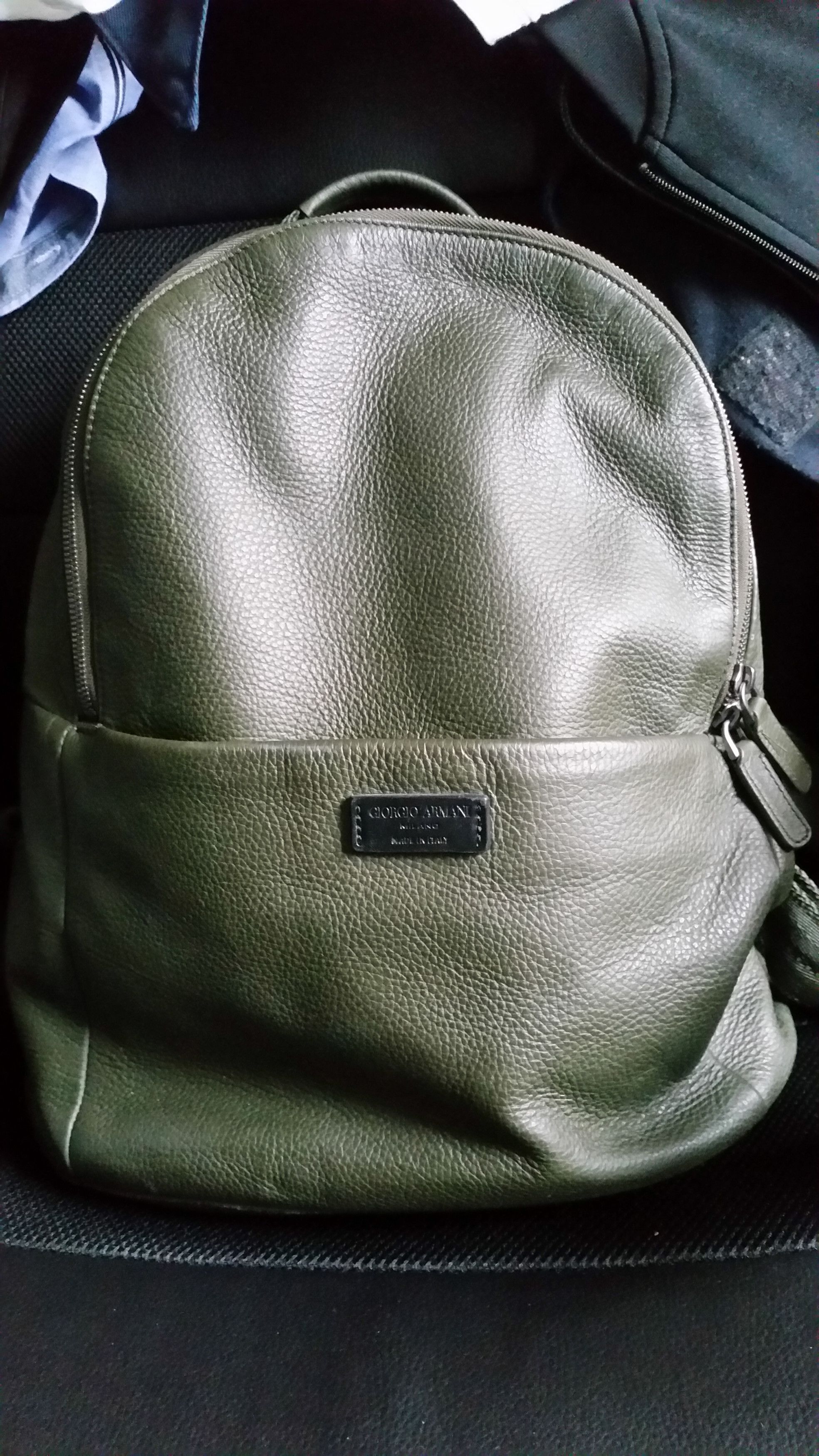 Giorgio Armani Leather Backpack khaki | Grailed display picture 3