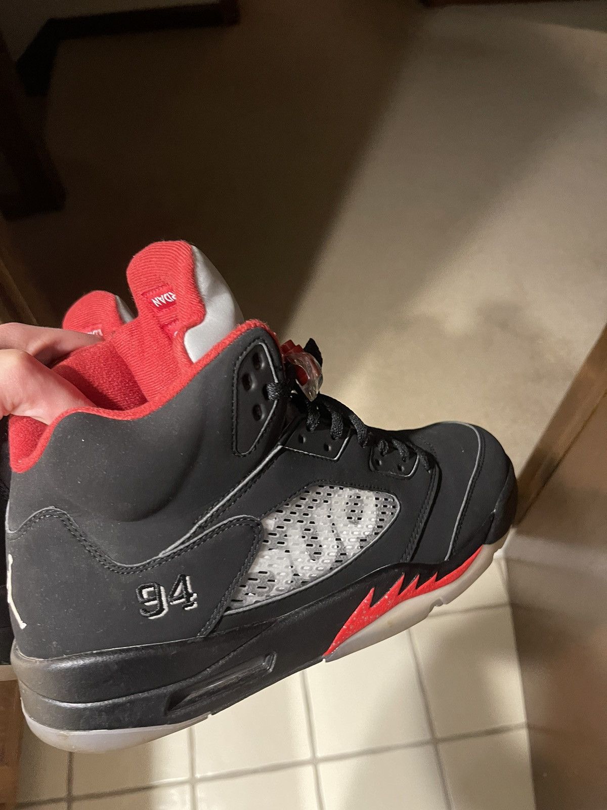 Jordan Brand Jordan 5 supreme black colorway Size US 12 / EU 45 - 7 Thumbnail