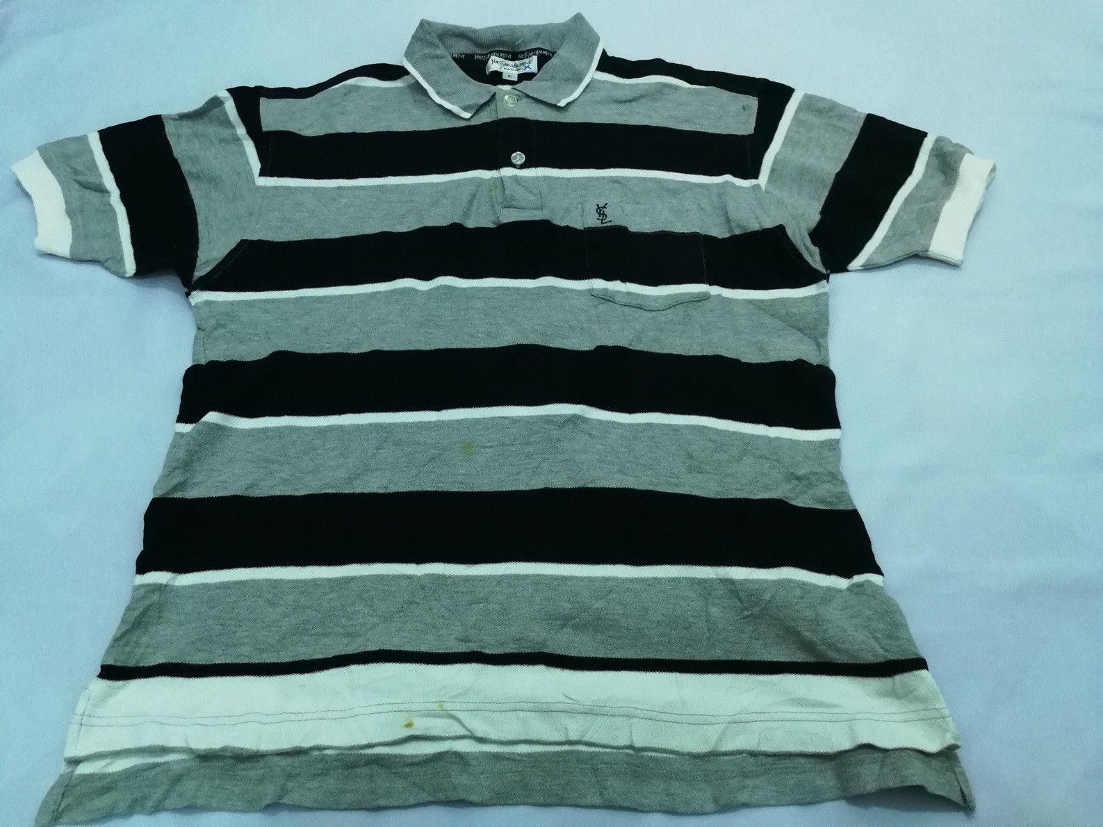 Other YSL Polo Shirt Striped Yves Saint Laurent Embroidery Logo Size US L / EU 52-54 / 3 - 2 Thumbnail