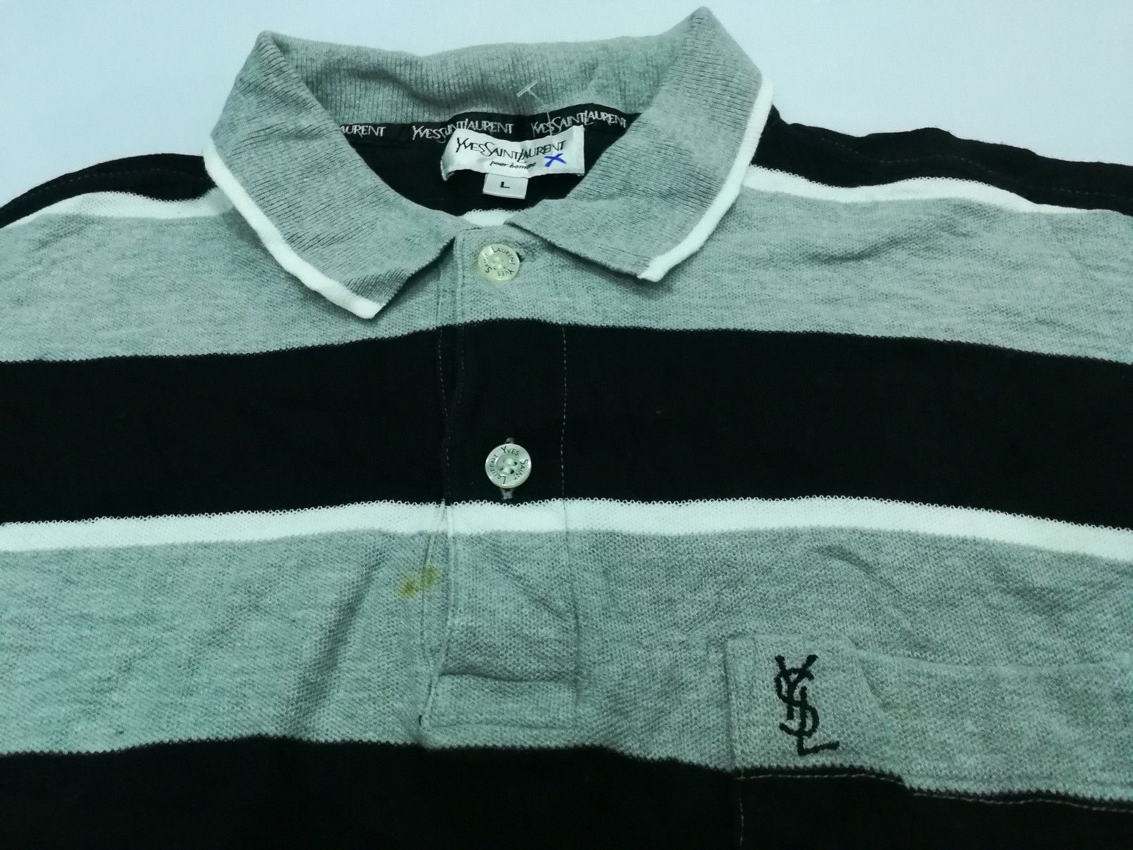 Other YSL Polo Shirt Striped Yves Saint Laurent Embroidery Logo Size US L / EU 52-54 / 3 - 1 Thumbnail