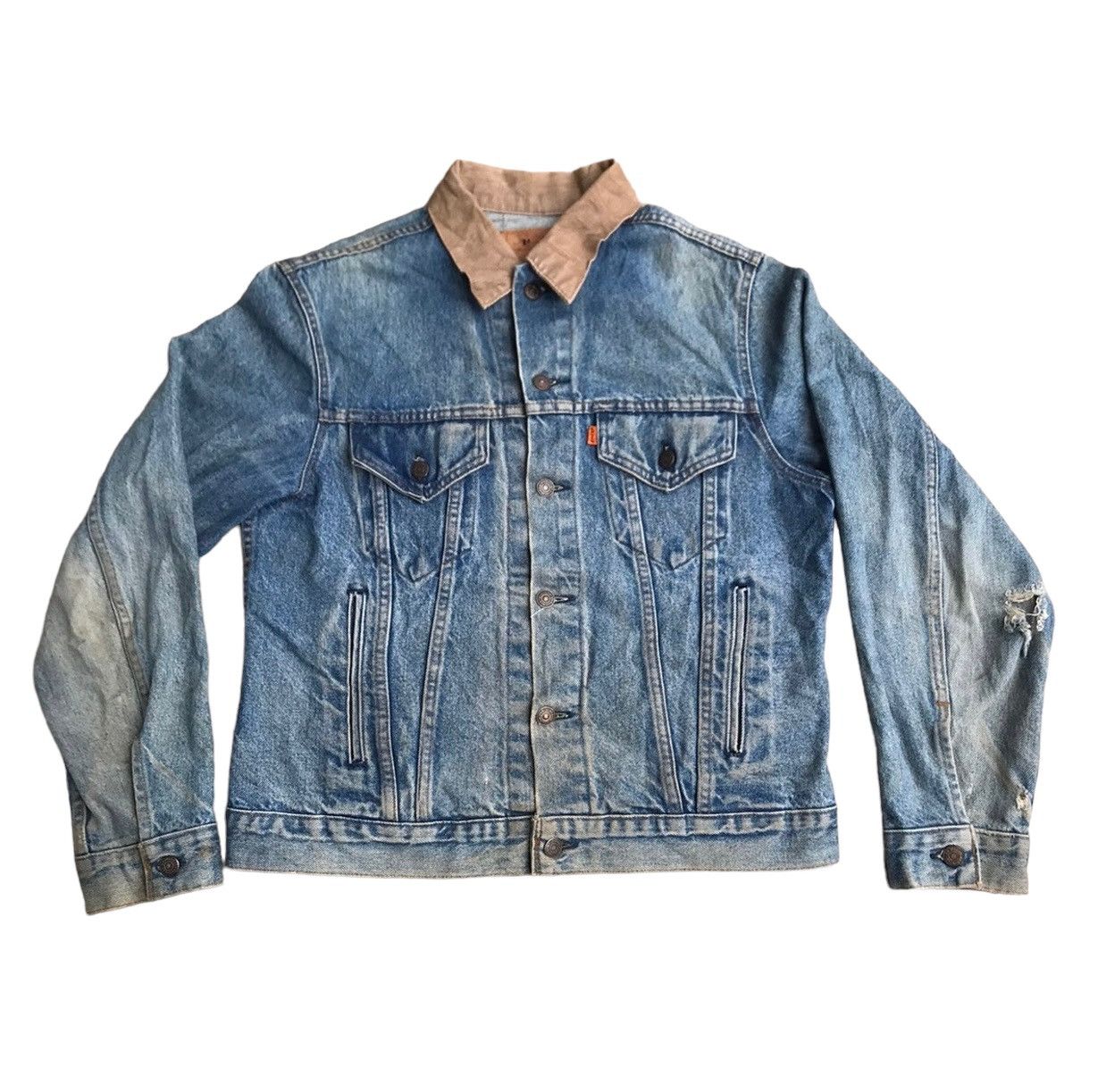 Levi's 80s Levis Denim Trucker Jacket Distressed Size US M / EU 48-50 / 2 - 1 Thumbnail