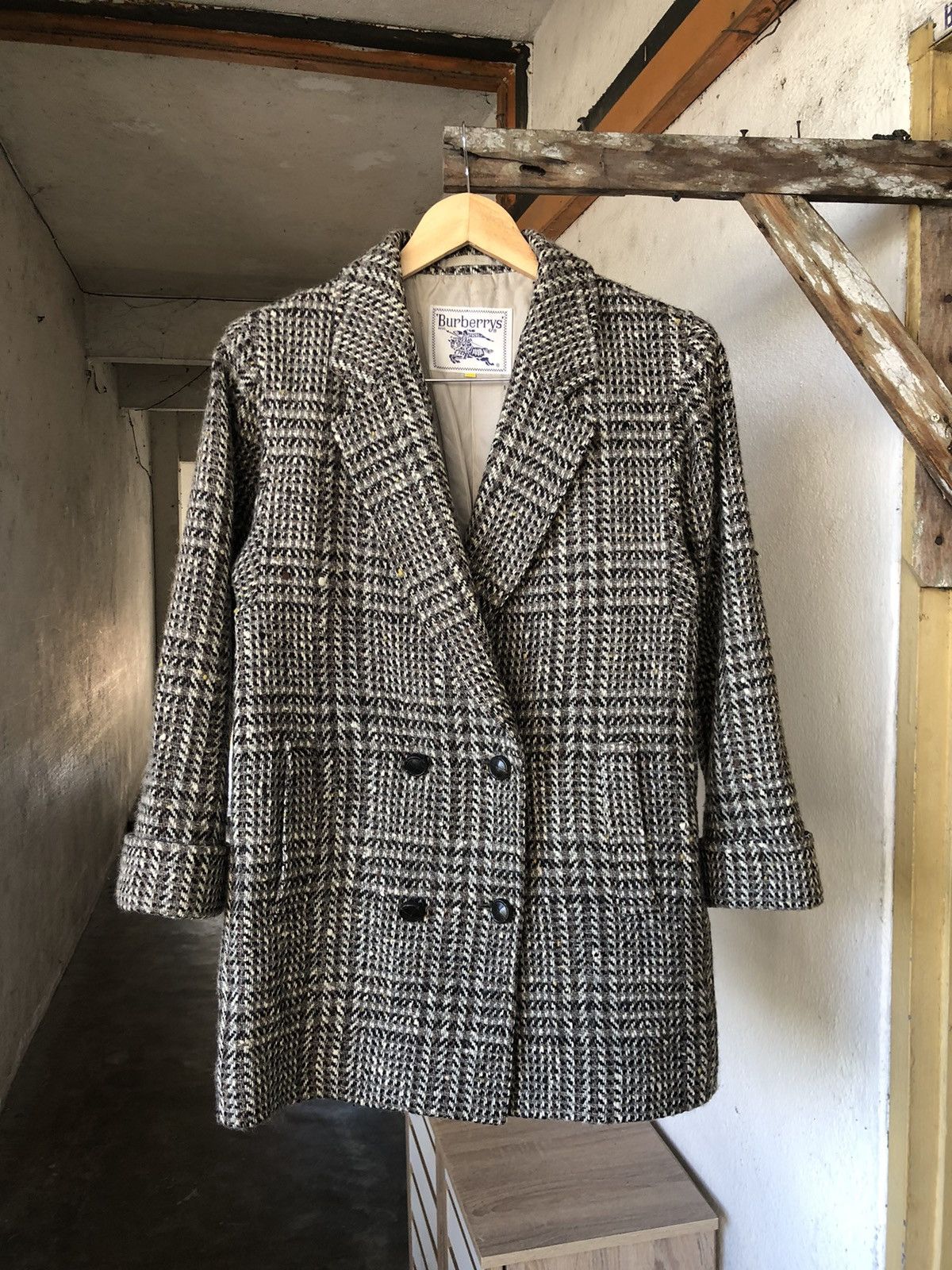 Burberry Vtg Burberry Three Quarter Sleeve Checked Wool Jacket Size L / US 10 / IT 46 - 2 Thumbnail