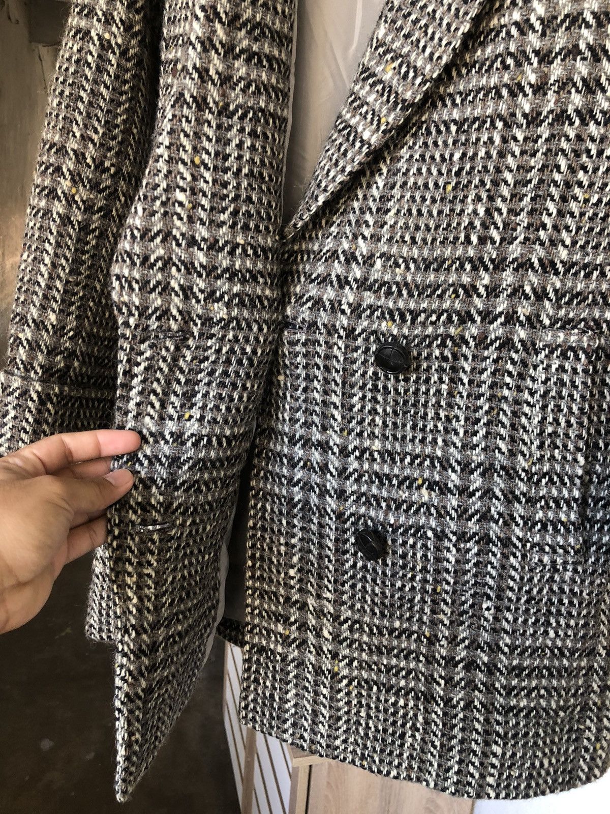 Burberry Vtg Burberry Three Quarter Sleeve Checked Wool Jacket Size L / US 10 / IT 46 - 17 Thumbnail