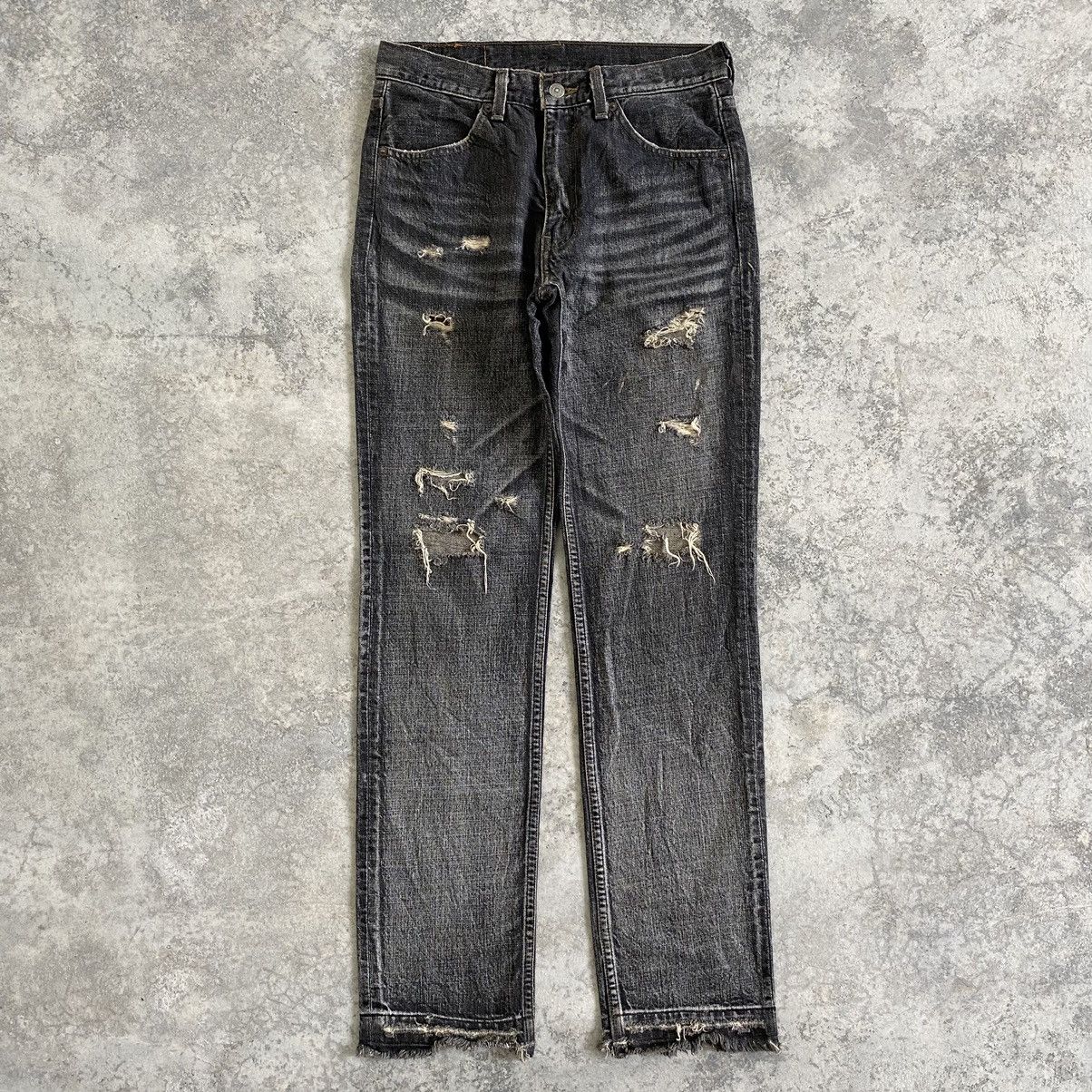 image of Size 30X32 Vintage Levi's 519 Released Hem Distressed Denim in Faded Black, Men's