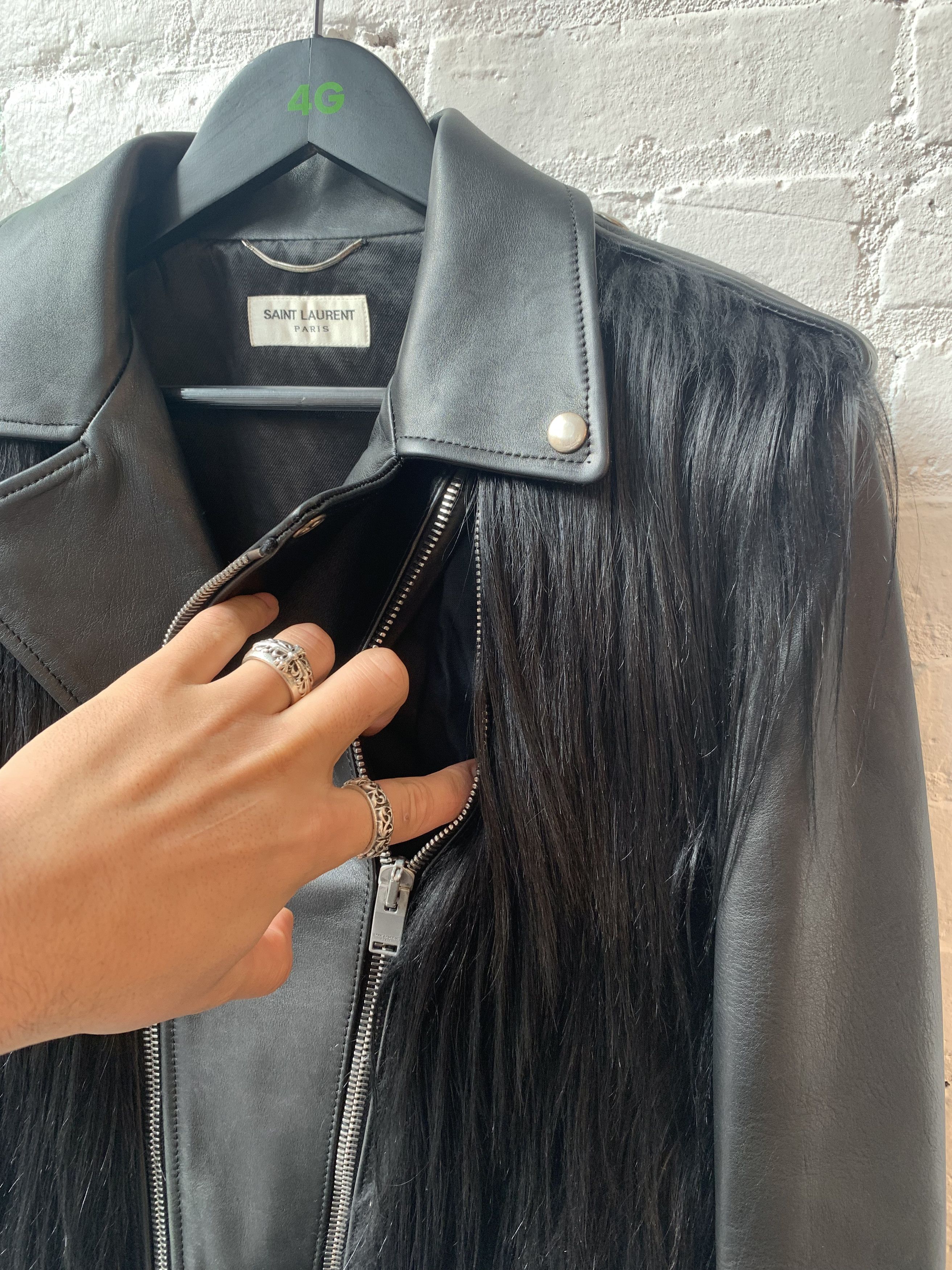 Hedi Slimane × Saint Laurent Paris SLP Hedi FW13 Runway Goat Hair Perfecto Leather Jacket Size US M / EU 48-50 / 2 - 6 Thumbnail