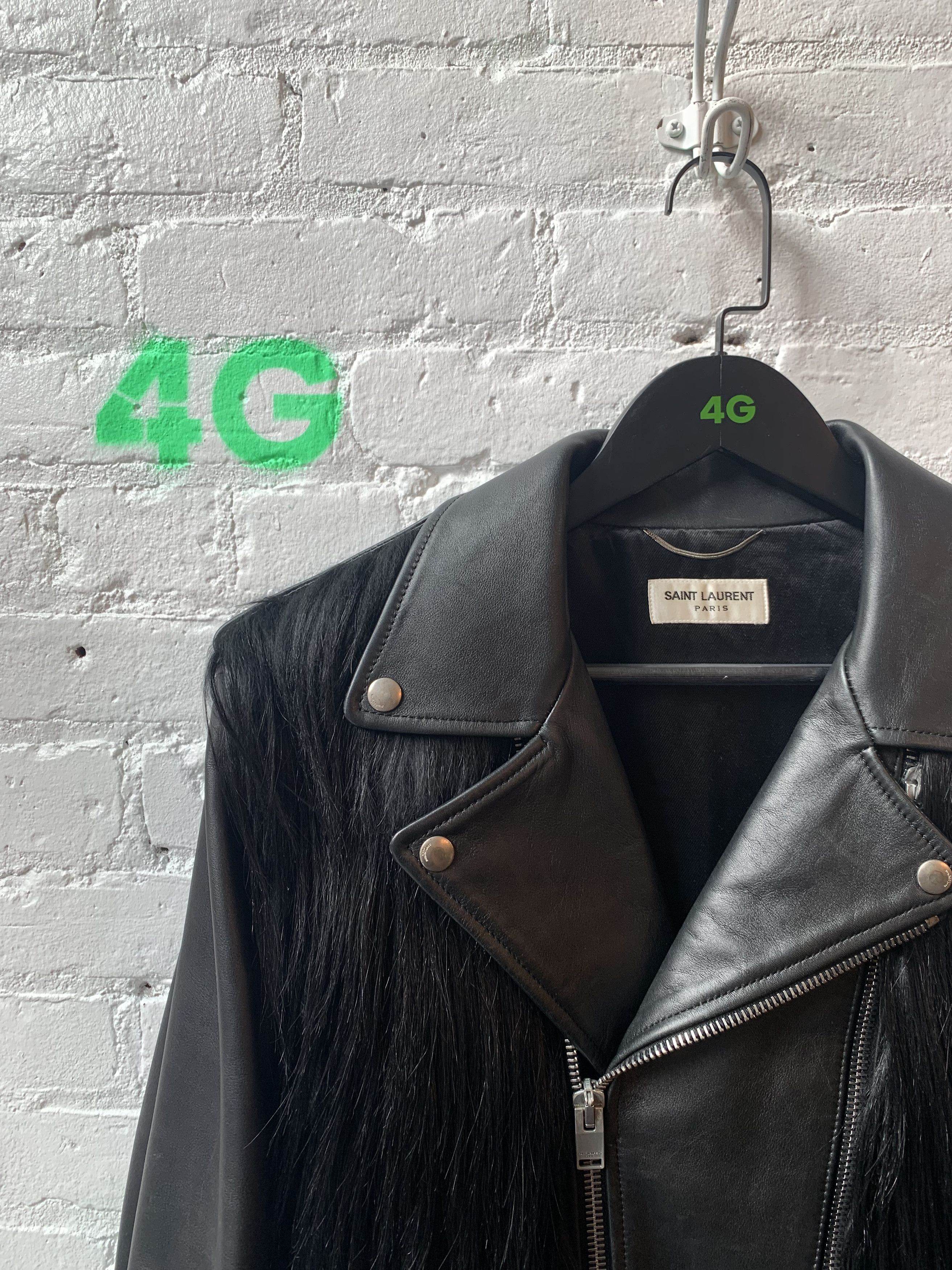 Hedi Slimane × Saint Laurent Paris SLP Hedi FW13 Runway Goat Hair Perfecto Leather Jacket Size US M / EU 48-50 / 2 - 4 Thumbnail