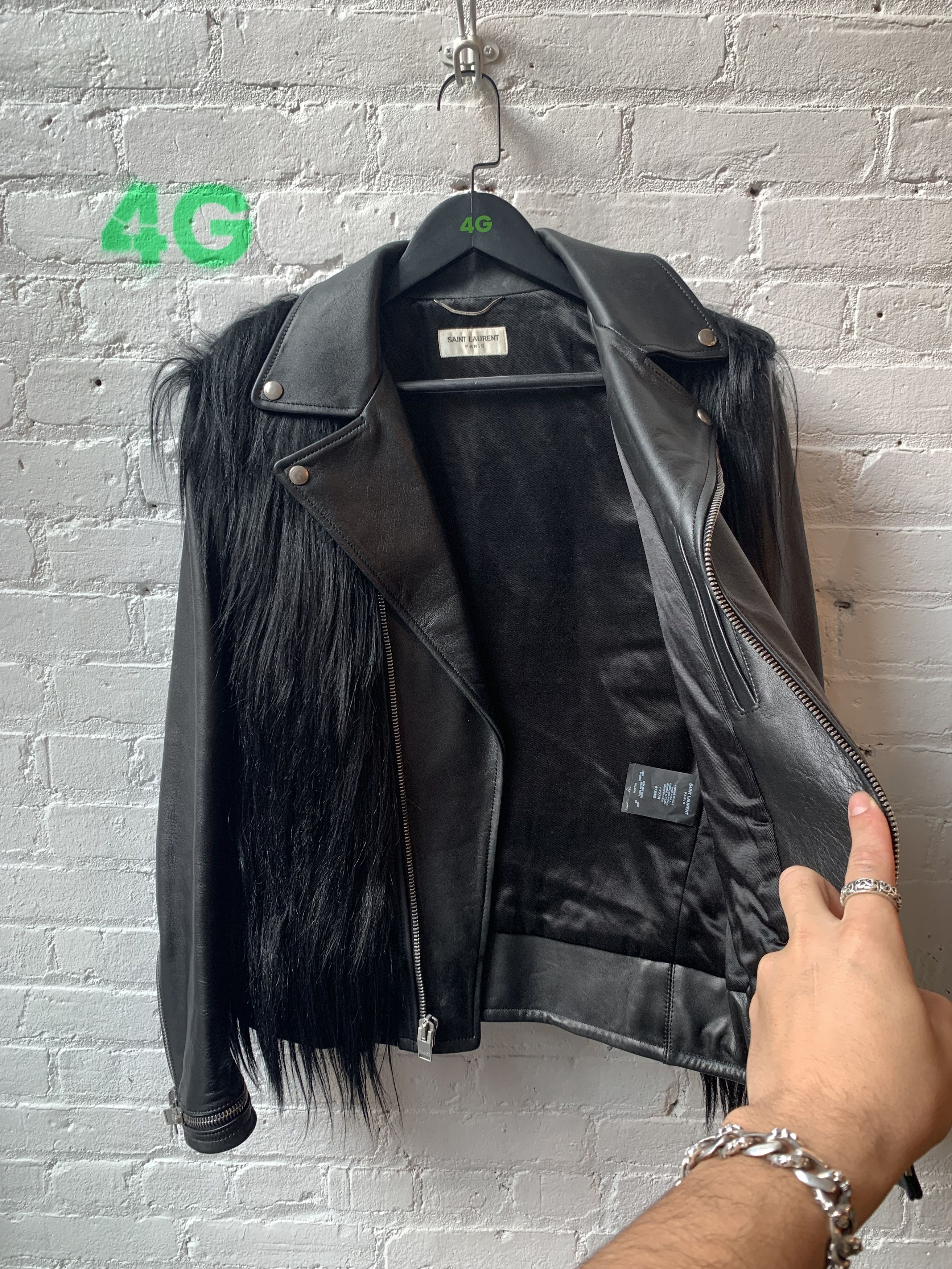 Hedi Slimane × Saint Laurent Paris SLP Hedi FW13 Runway Goat Hair Perfecto Leather Jacket Size US M / EU 48-50 / 2 - 11 Thumbnail