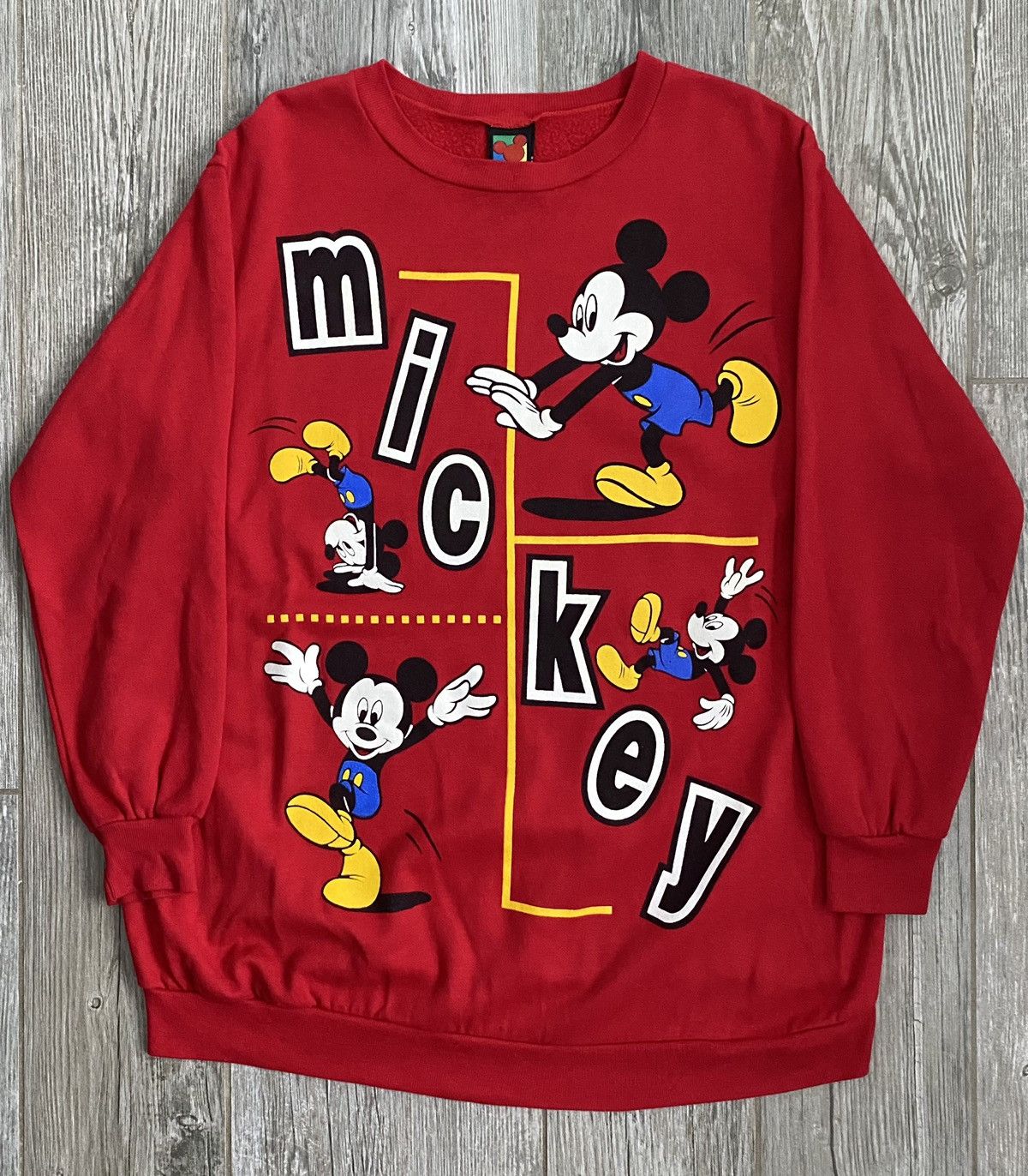 Disney × Mickey Mouse × Vintage 1992 Mickey Mouse Red Graphic ...