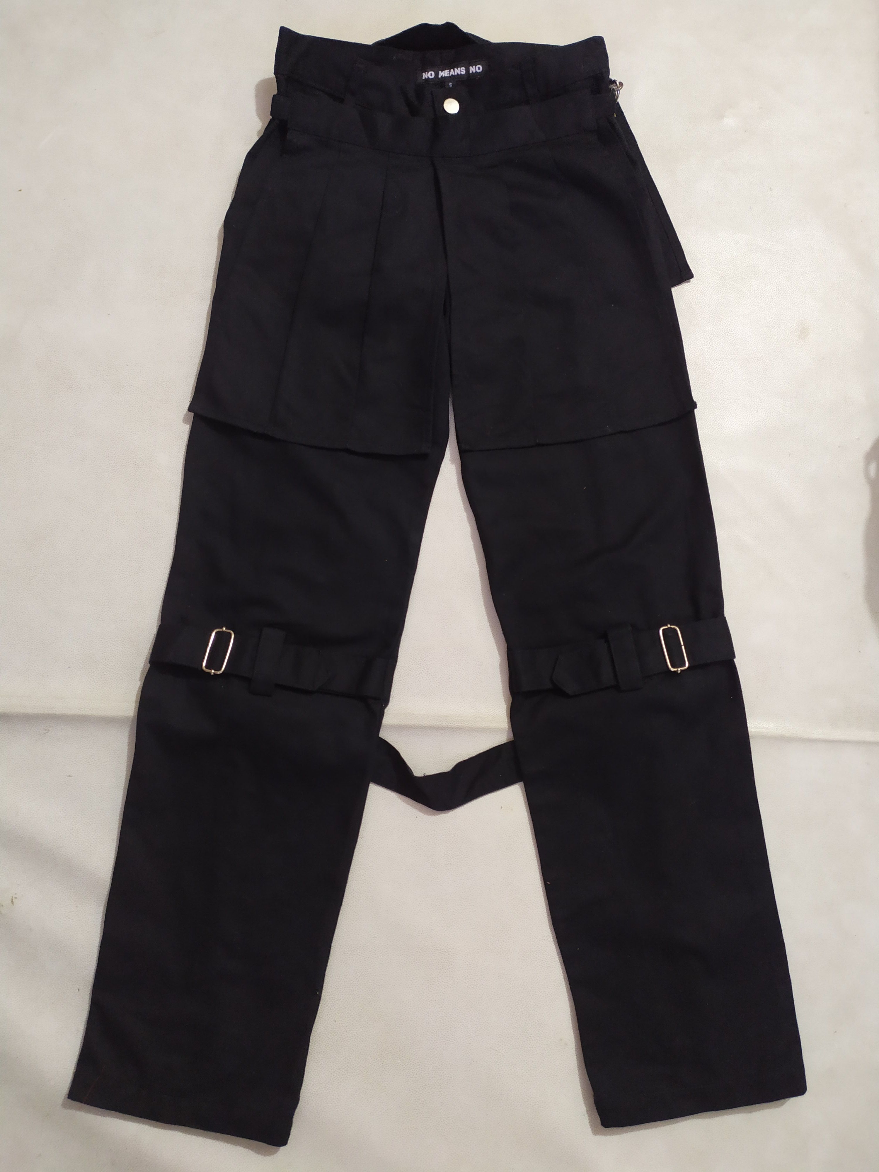 Japanese Brand 🔥No Means No Bondage Back Zipper Punk Pants detachable Size US 29 - 5 Thumbnail