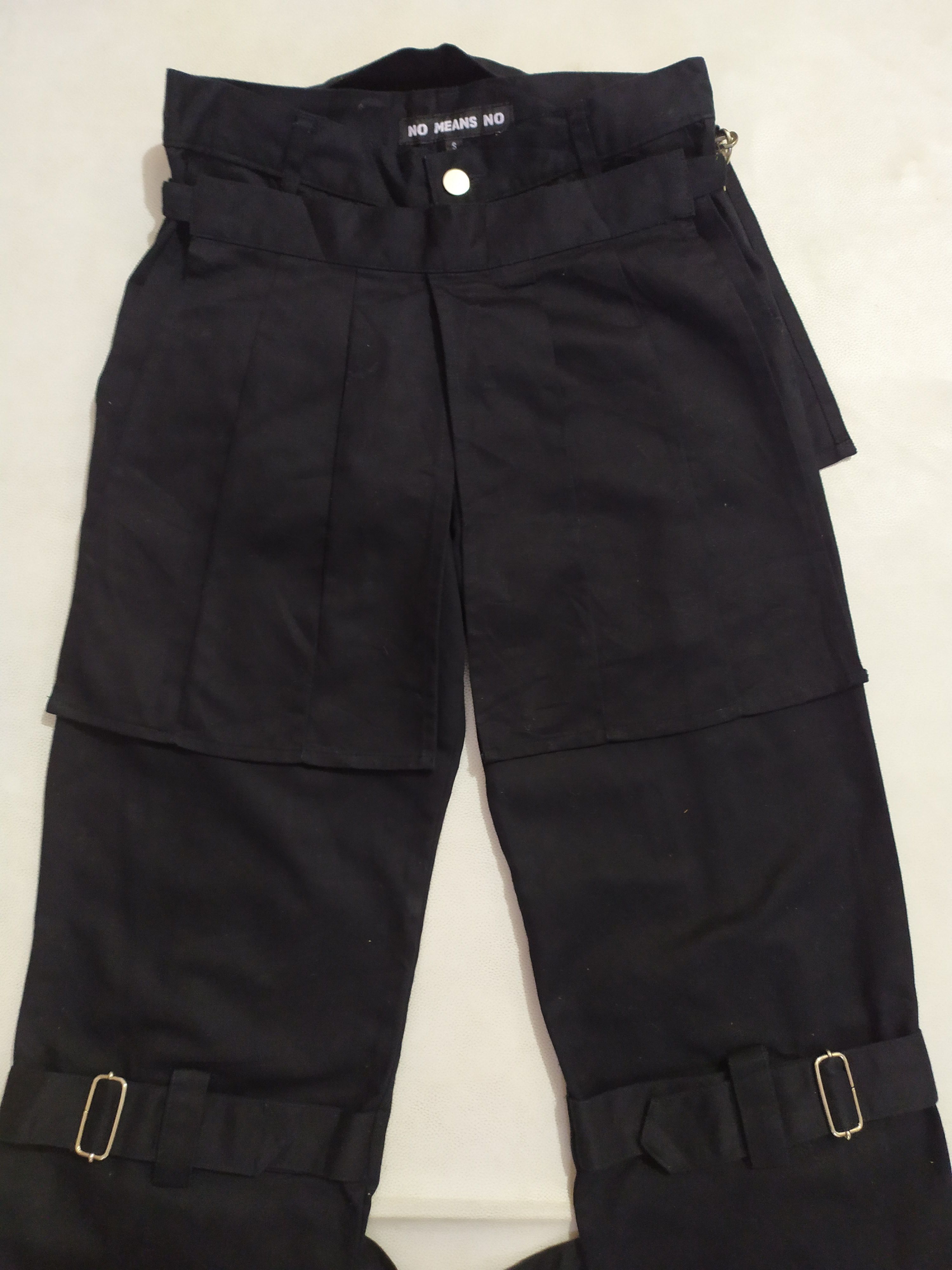 Japanese Brand 🔥No Means No Bondage Back Zipper Punk Pants detachable Size US 29 - 6 Thumbnail