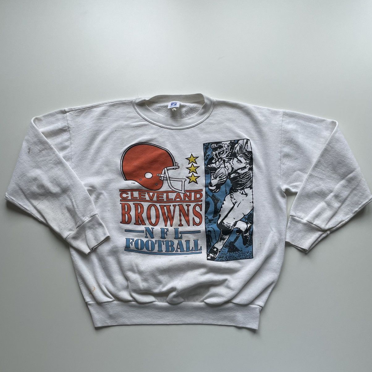 NFL × Vintage Vintage 90s Cleveland browns NFL graphic crewneck stained Size US S / EU 44-46 / 1 - 1 Thumbnail