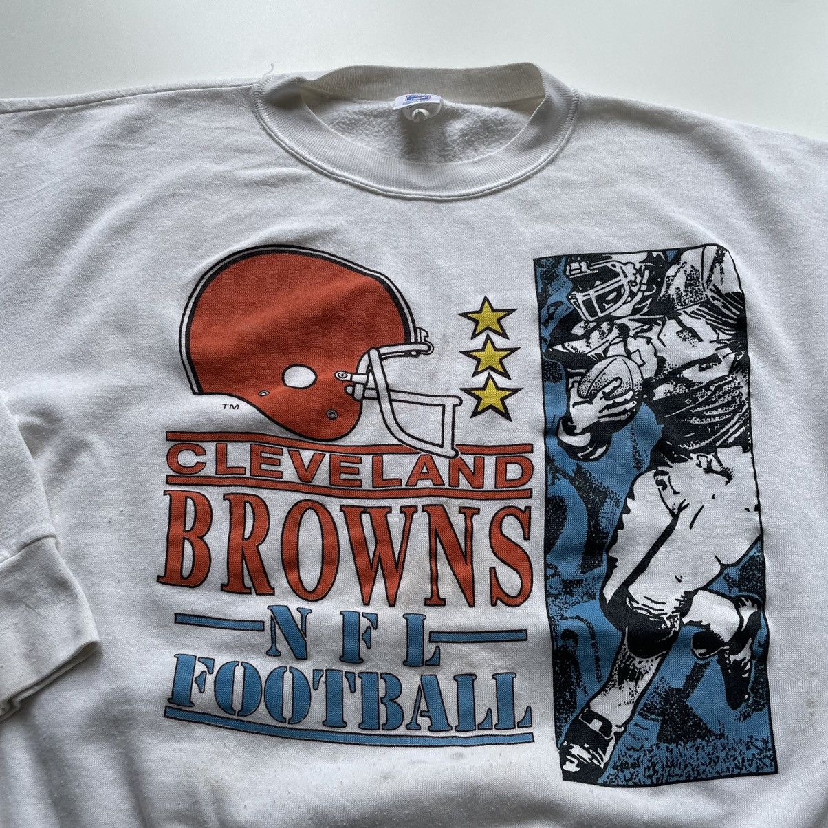 NFL × Vintage Vintage 90s Cleveland browns NFL graphic crewneck stained Size US S / EU 44-46 / 1 - 2 Thumbnail