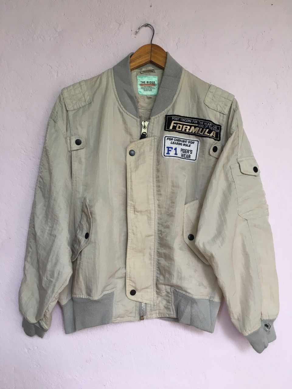 Vintage Formula1 Bomber Cream Style Nylon Jackets Size US M / EU 48-50 / 2 - 1 Thumbnail