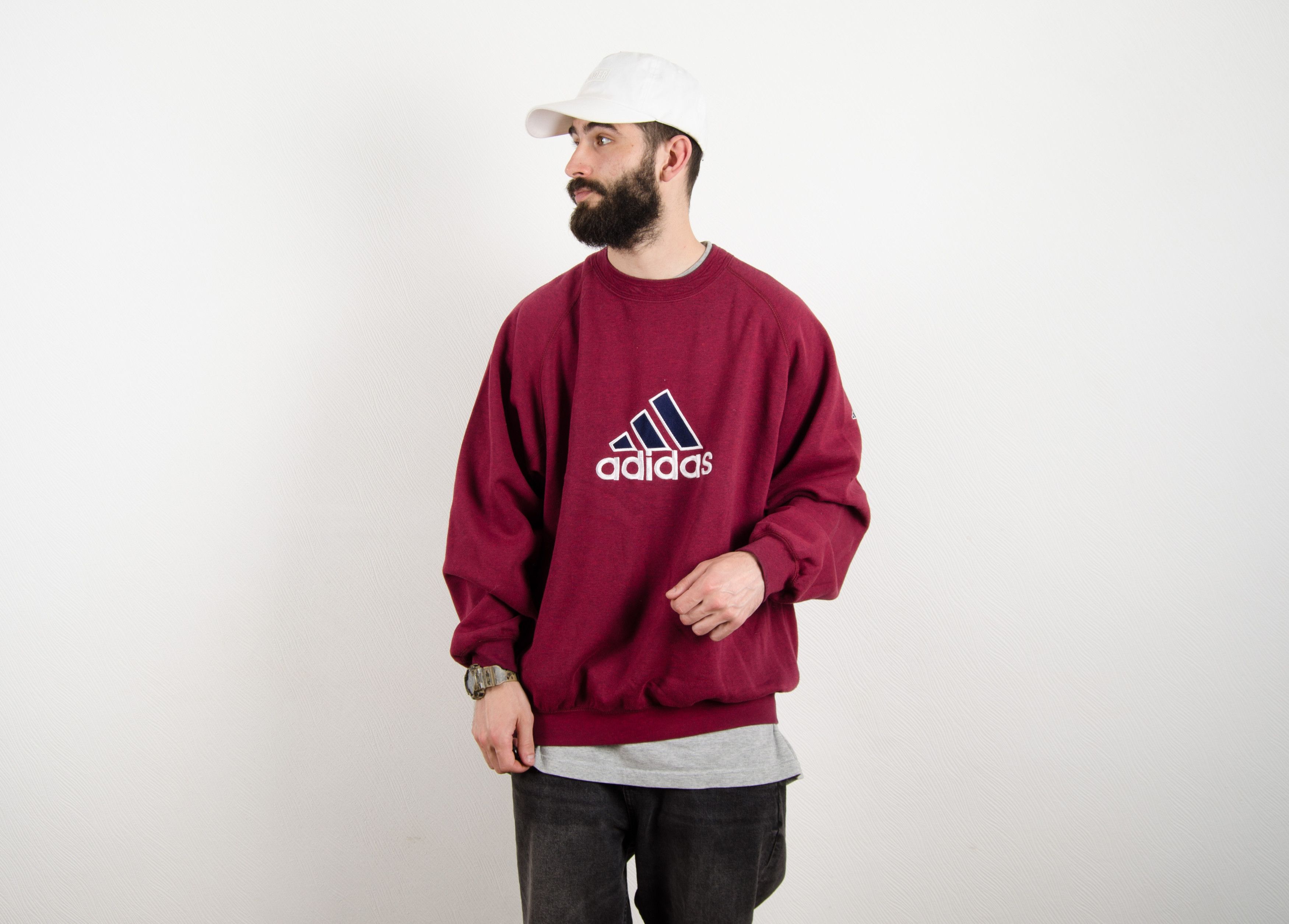 Adidas Vintage Adidas Big Logo Embroider Sweatshirt Baggy Oversiz Size US L / EU 52-54 / 3 - 2 Thumbnail