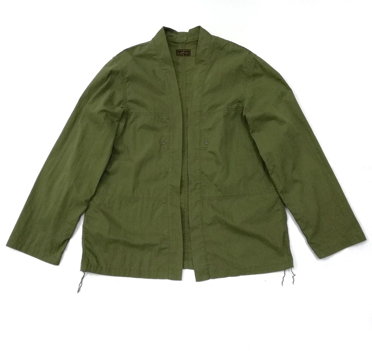 image of Kapital x Kapital Kountry Military Kakashi Cargo Cardigan Kimono in Olive, Men's (Size Medium)