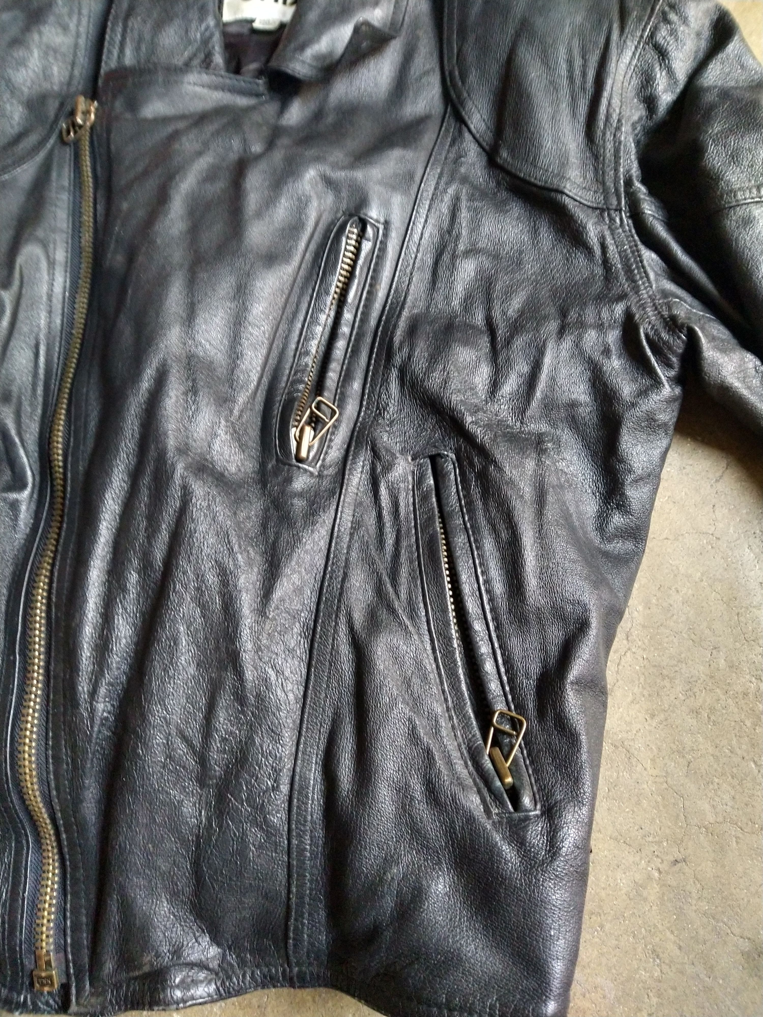 Genuine Leather Vintage Leather Biker Jacket Size Large Black Motorcycle Zip Size US L / EU 52-54 / 3 - 6 Thumbnail