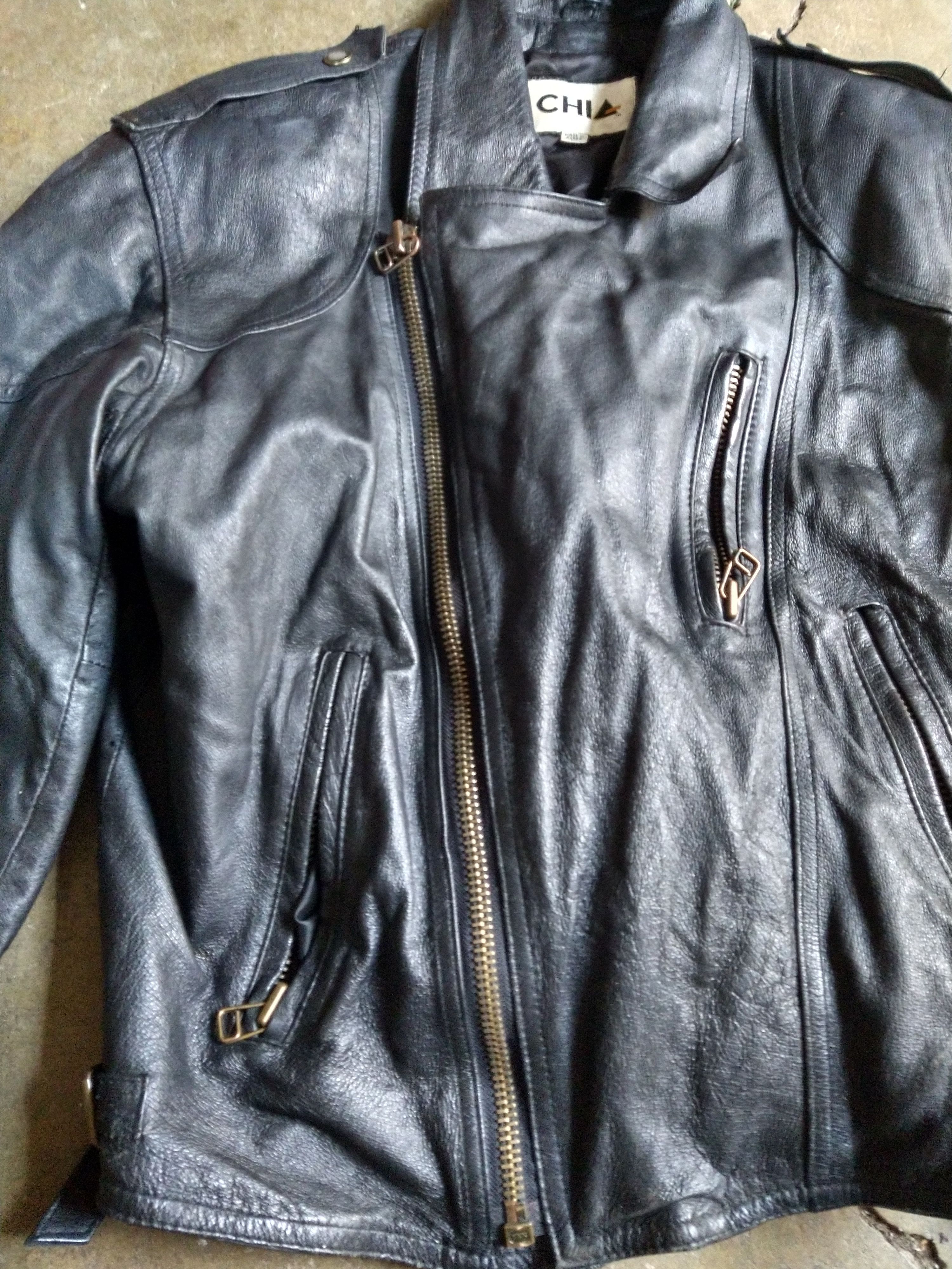 Genuine Leather Vintage Leather Biker Jacket Size Large Black Motorcycle Zip Size US L / EU 52-54 / 3 - 2 Thumbnail