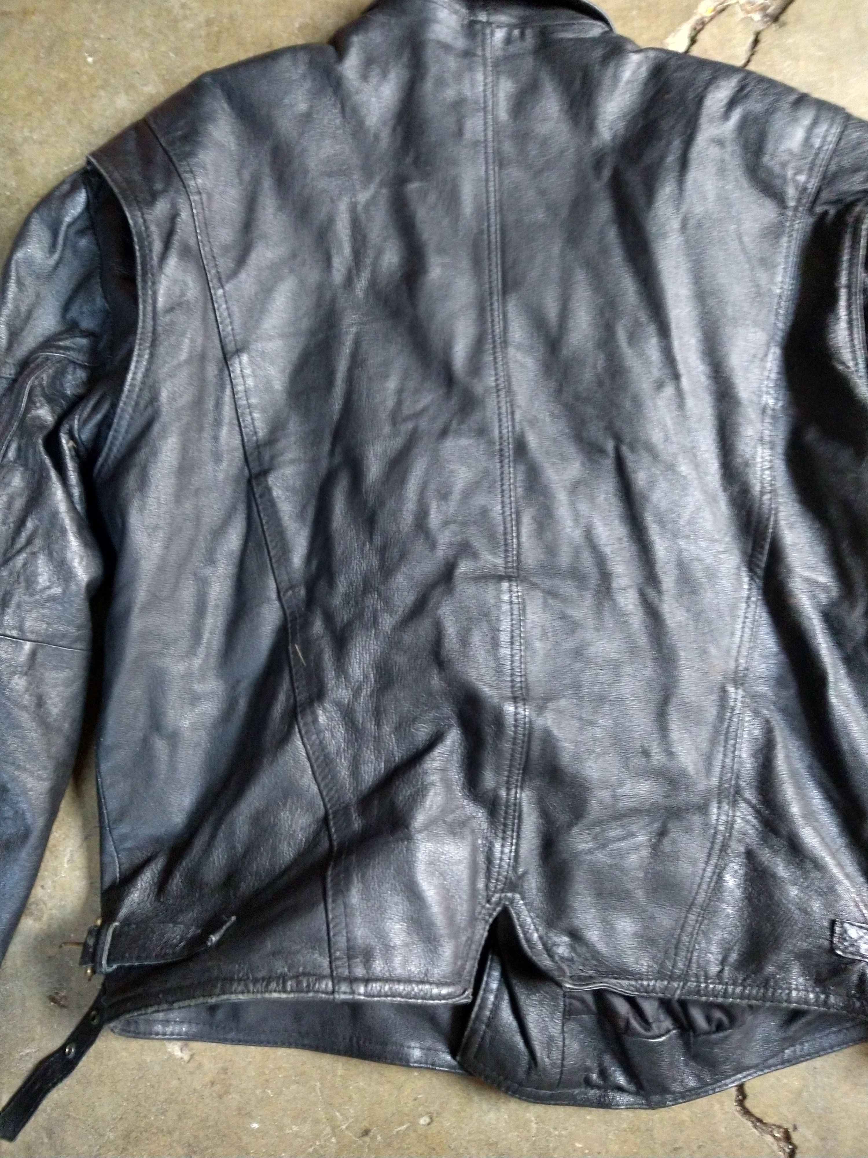 Genuine Leather Vintage Leather Biker Jacket Size Large Black Motorcycle Zip Size US L / EU 52-54 / 3 - 12 Thumbnail