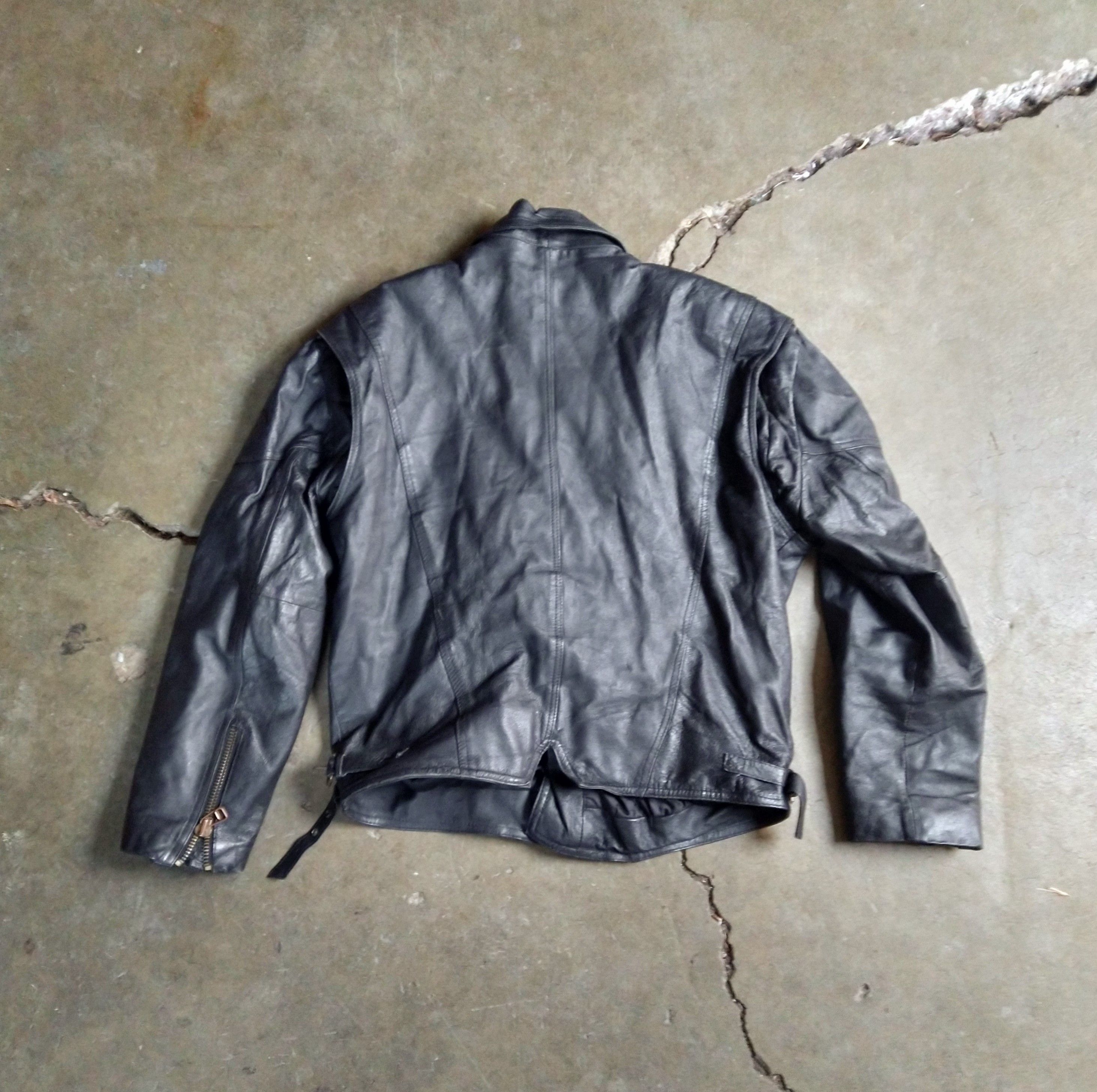 Genuine Leather Vintage Leather Biker Jacket Size Large Black Motorcycle Zip Size US L / EU 52-54 / 3 - 11 Thumbnail