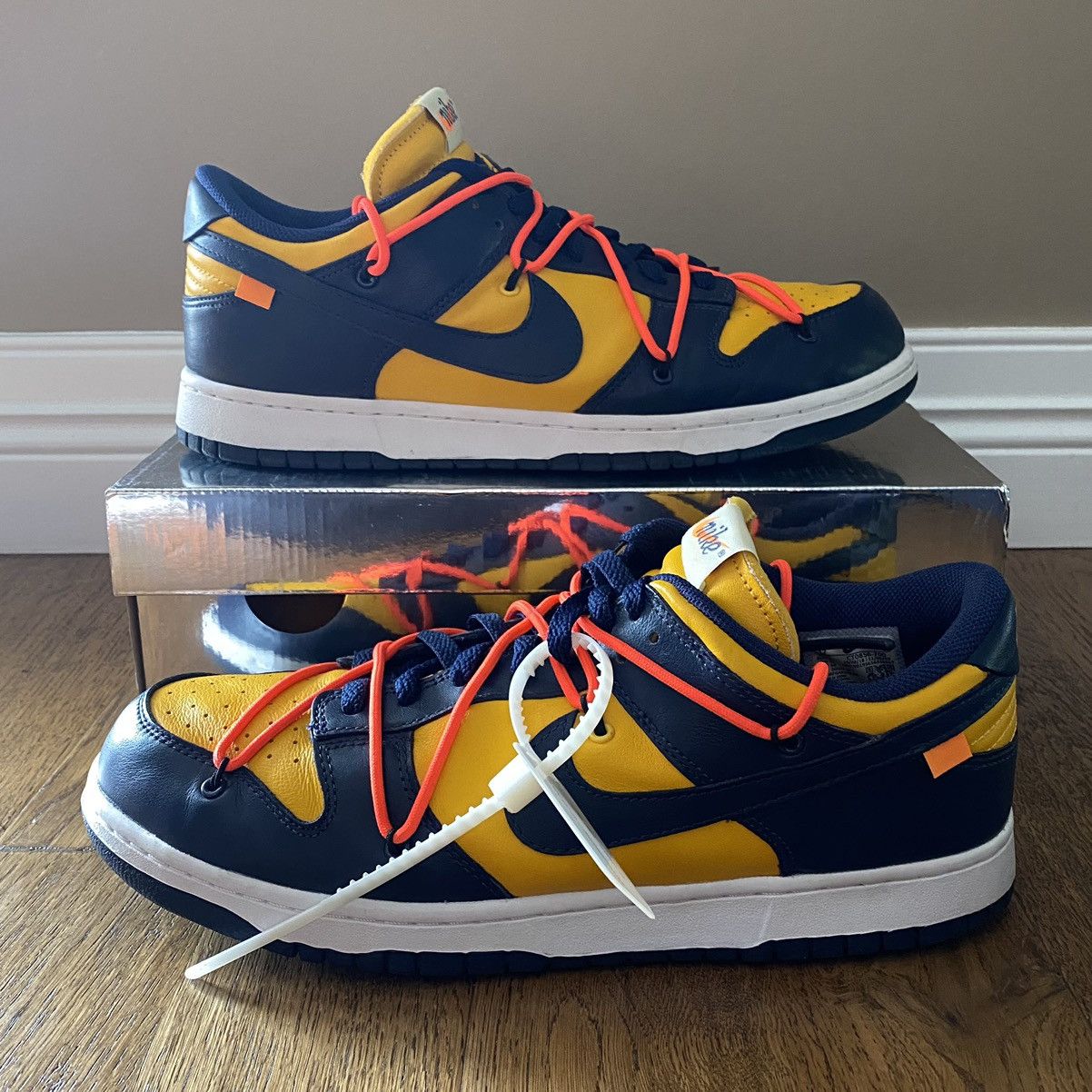 Pre-owned Nike X Off White Nike Dunk Low Off White Michigan Navy Shoes