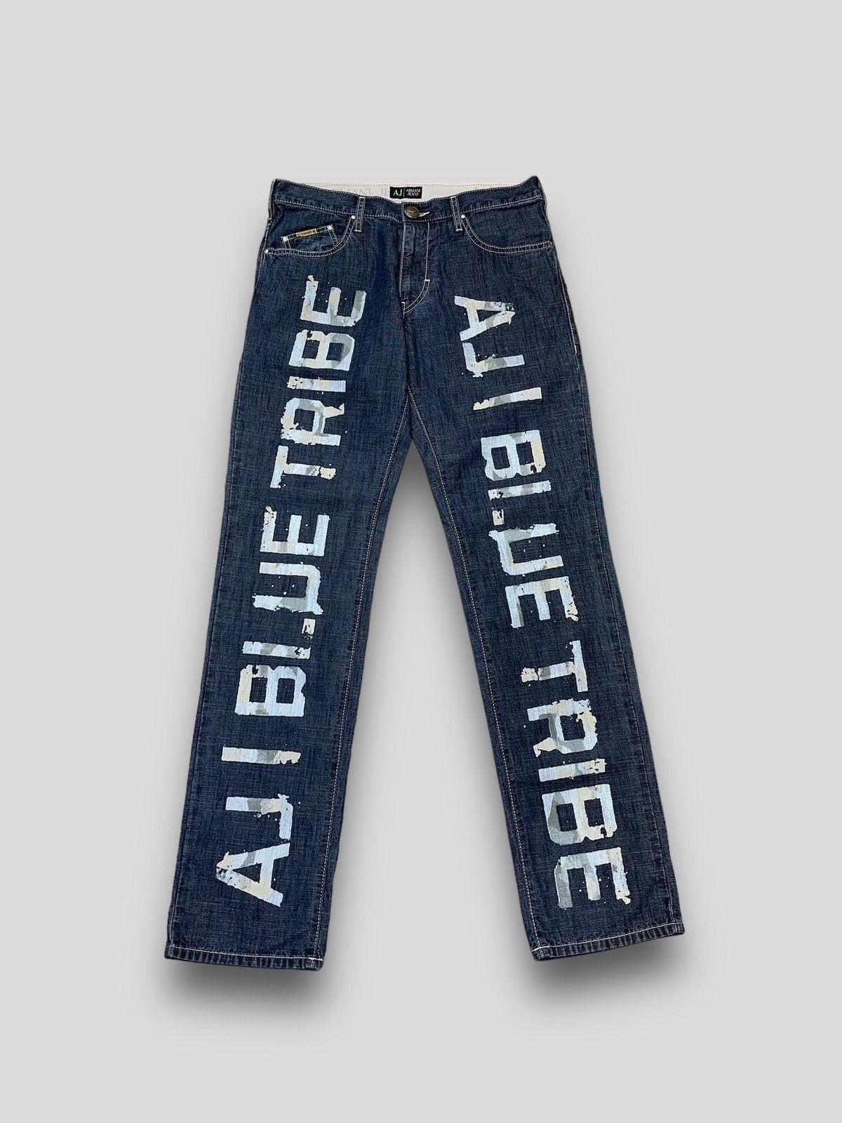 Emporio Armani !DS! Armani Jeans Big Logo Full Paint Indigo Denim Size US 32 / EU 48 - 1 Thumbnail