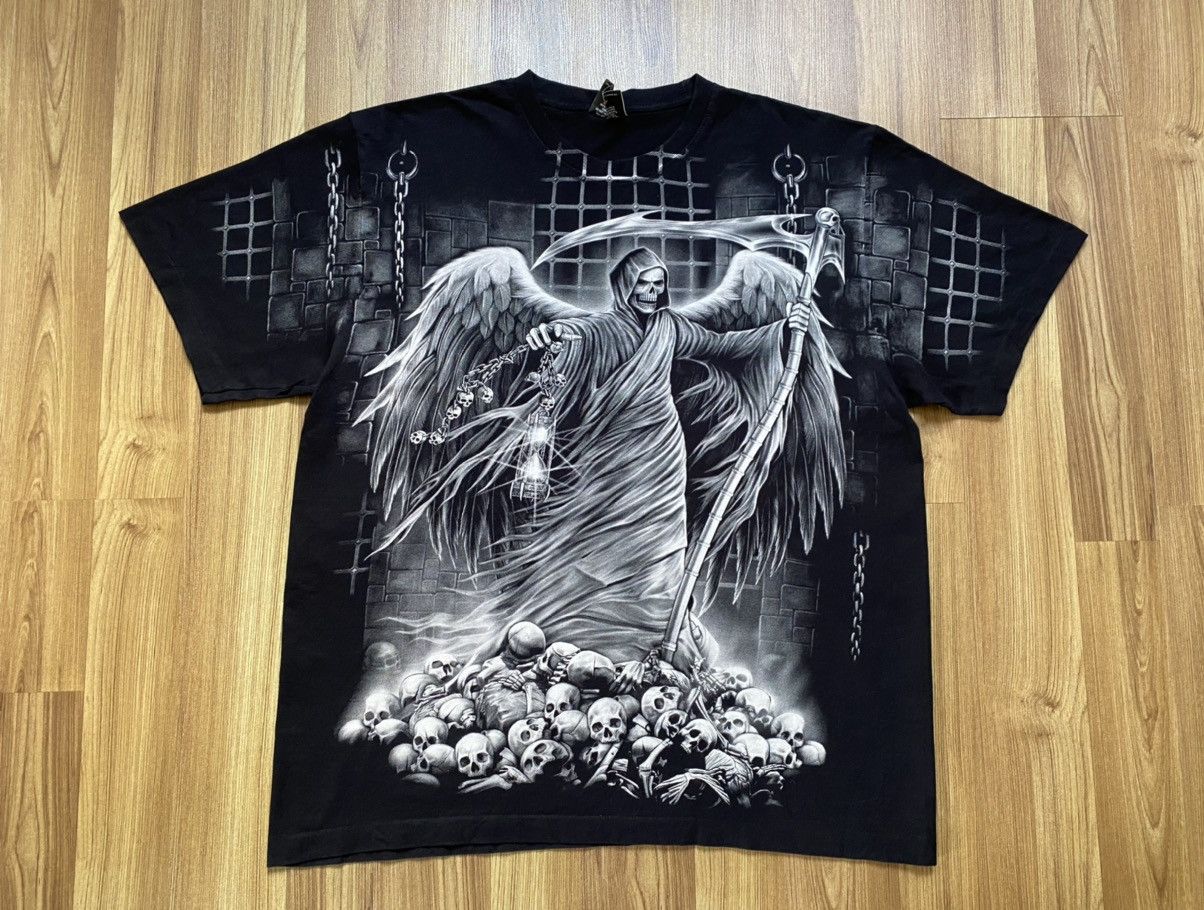 Vintage Vintage Skull Death T Shirt Tee Liquid Blue All Over Print Size US XXL / EU 58 / 5 - 1 Thumbnail